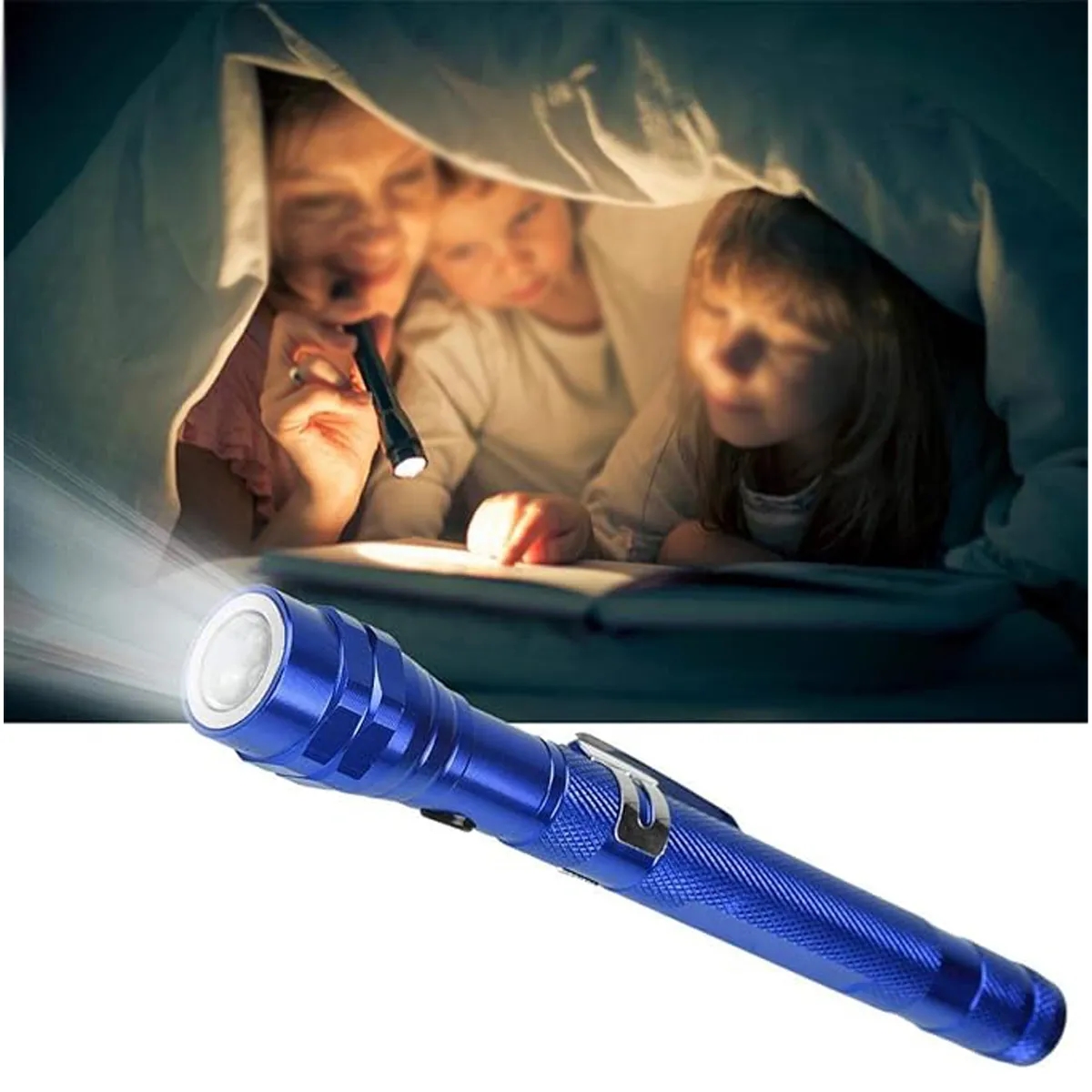 LED Telescopic Extensible Double Magnetic Flashlight 4