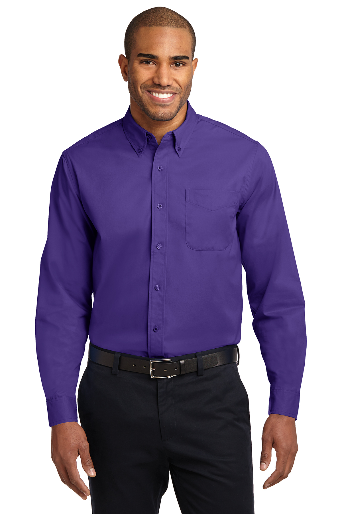 Men's Long Sleeve Oxford Button-Down Easy Care Shirts 18