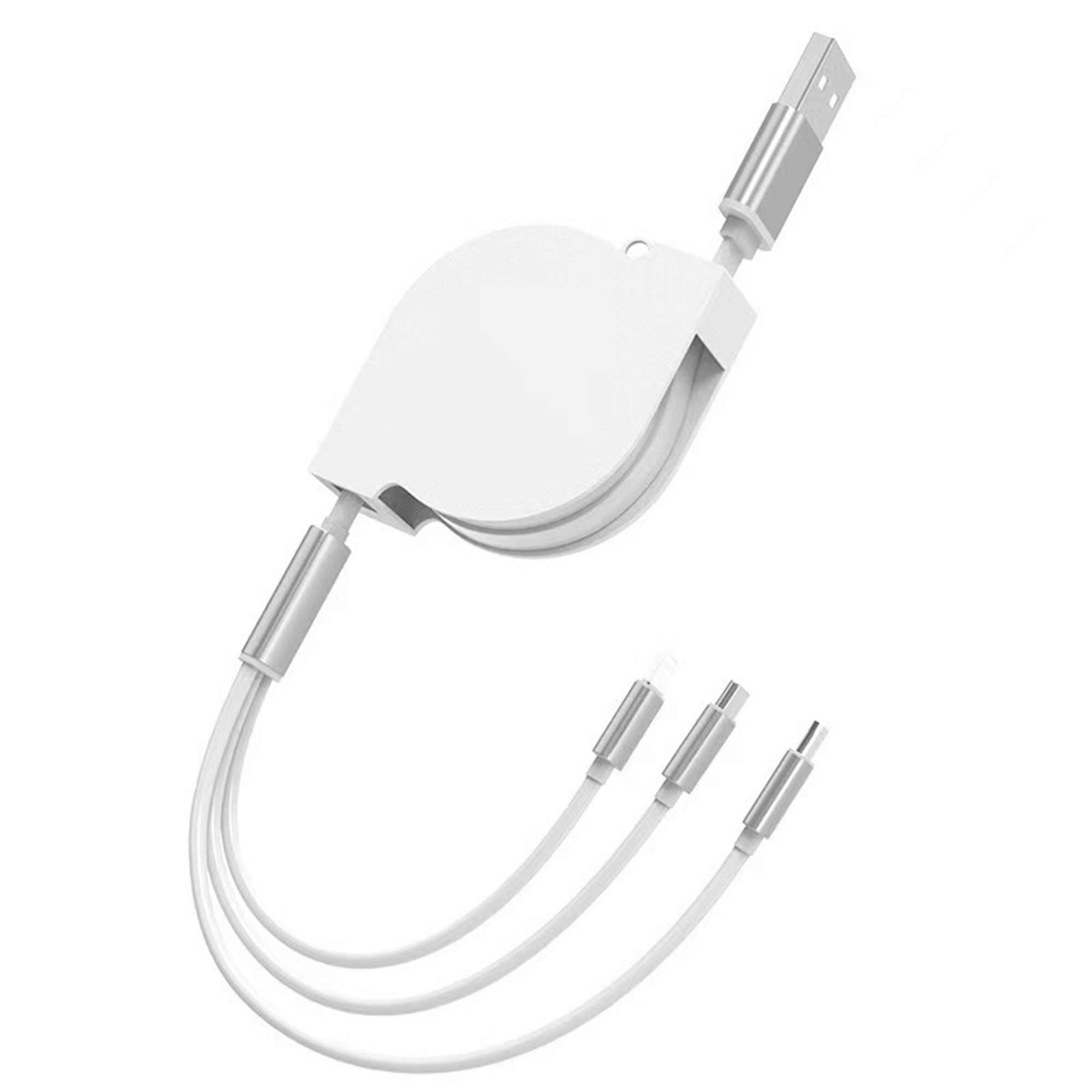 3 In 1 Extra Long Retractable Data Cable Metal Case USB 5