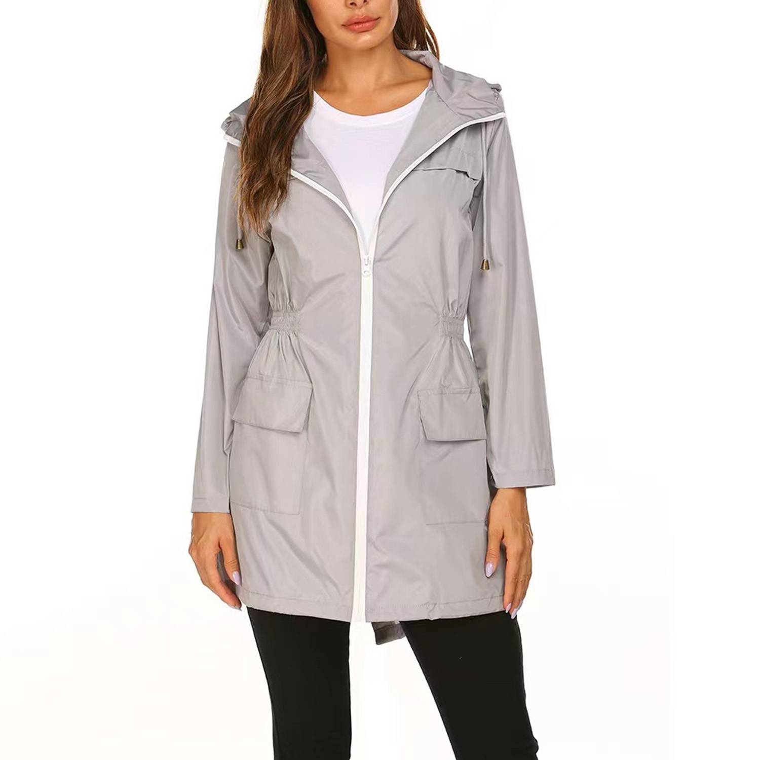 Women Waterproof Windbreaker Jacket w/ Hood 7