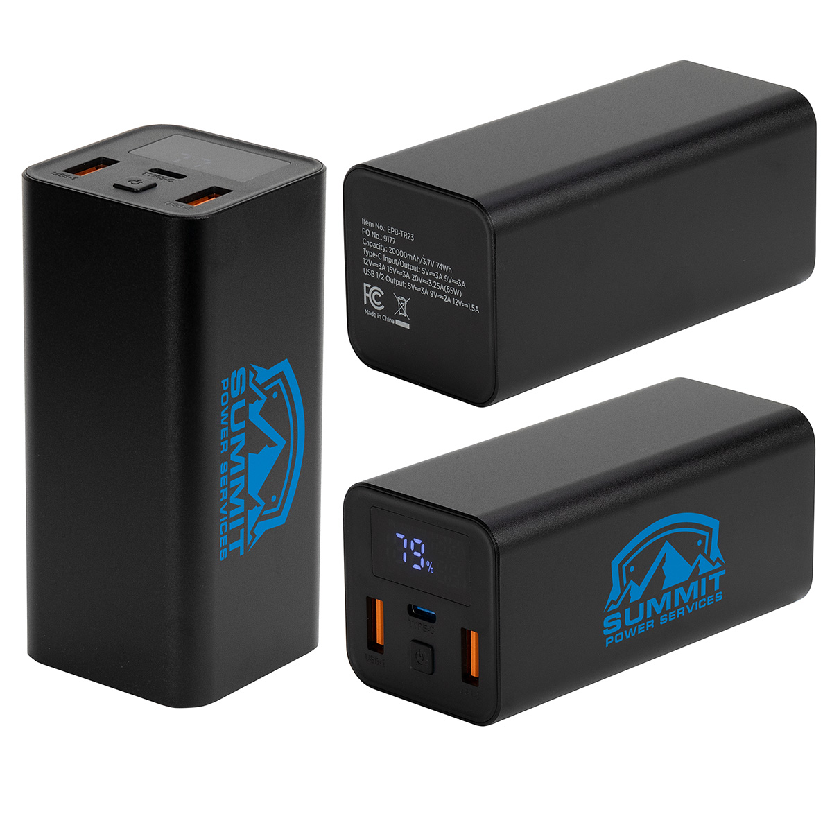 Touring 20000mAh 65W PD Power Bank with Type-C & Dual USB Ports 3