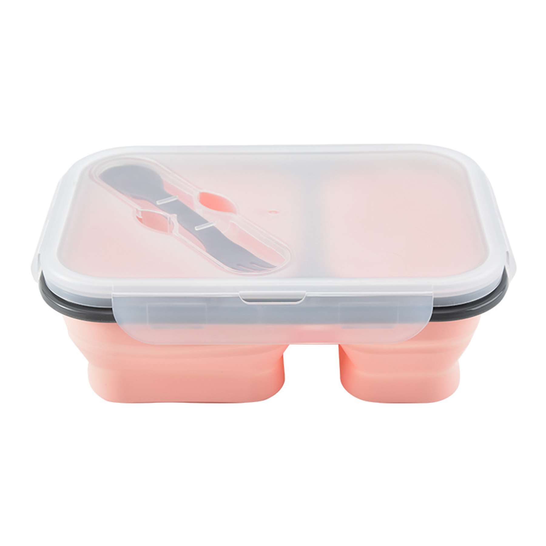 Collapsible Foldable Silicone Lunch Boxes With Fork Spoon 2