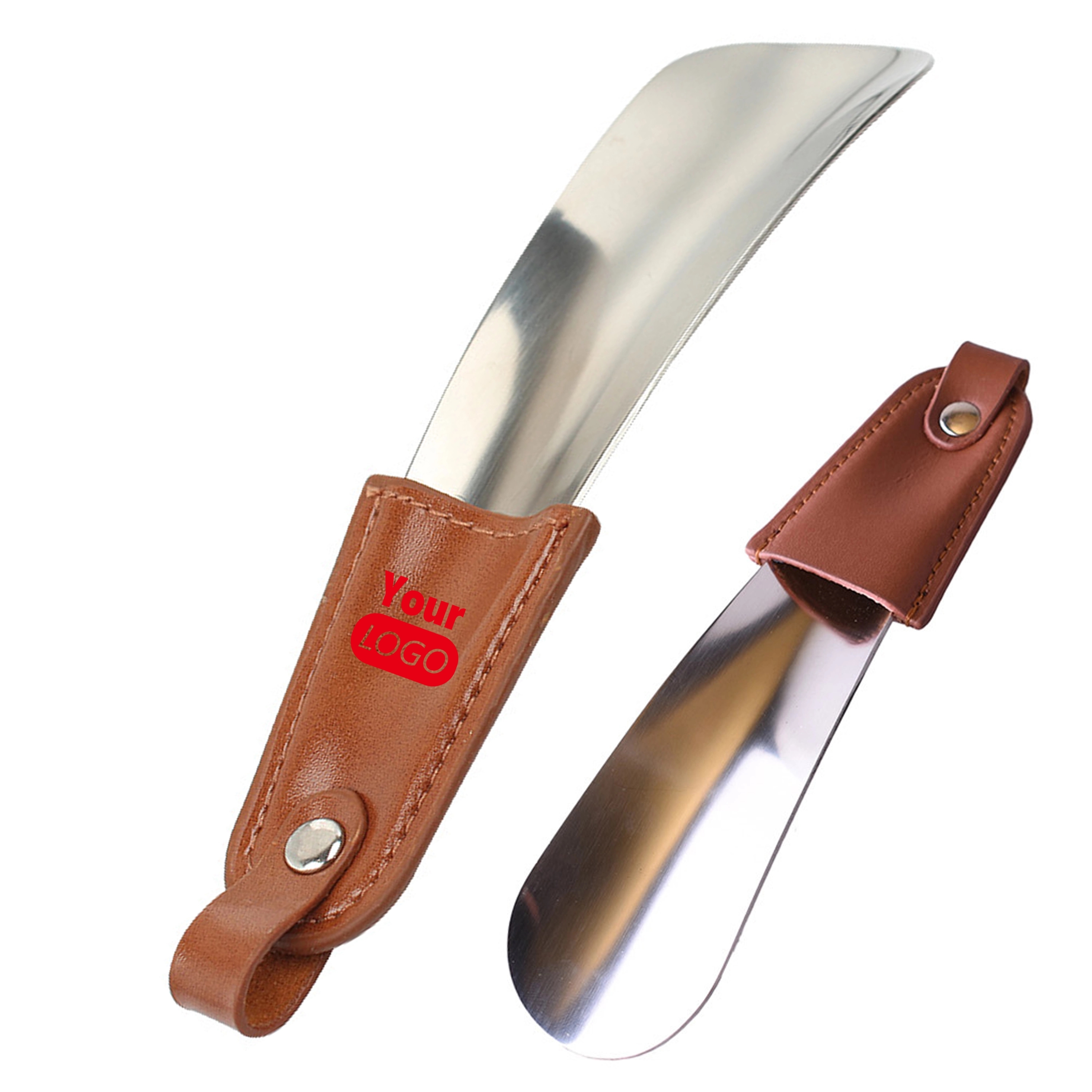 Leather Cover Stainless Steel Shoehorn 2
