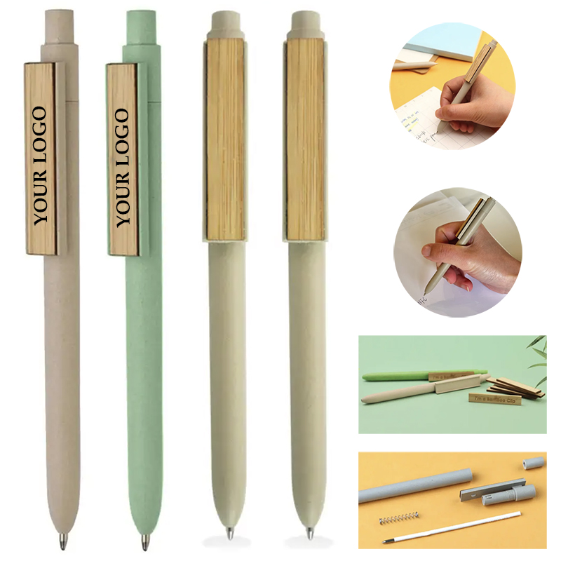ECO Friendly Promotional Plastic Pen With Bamboo Clip 2