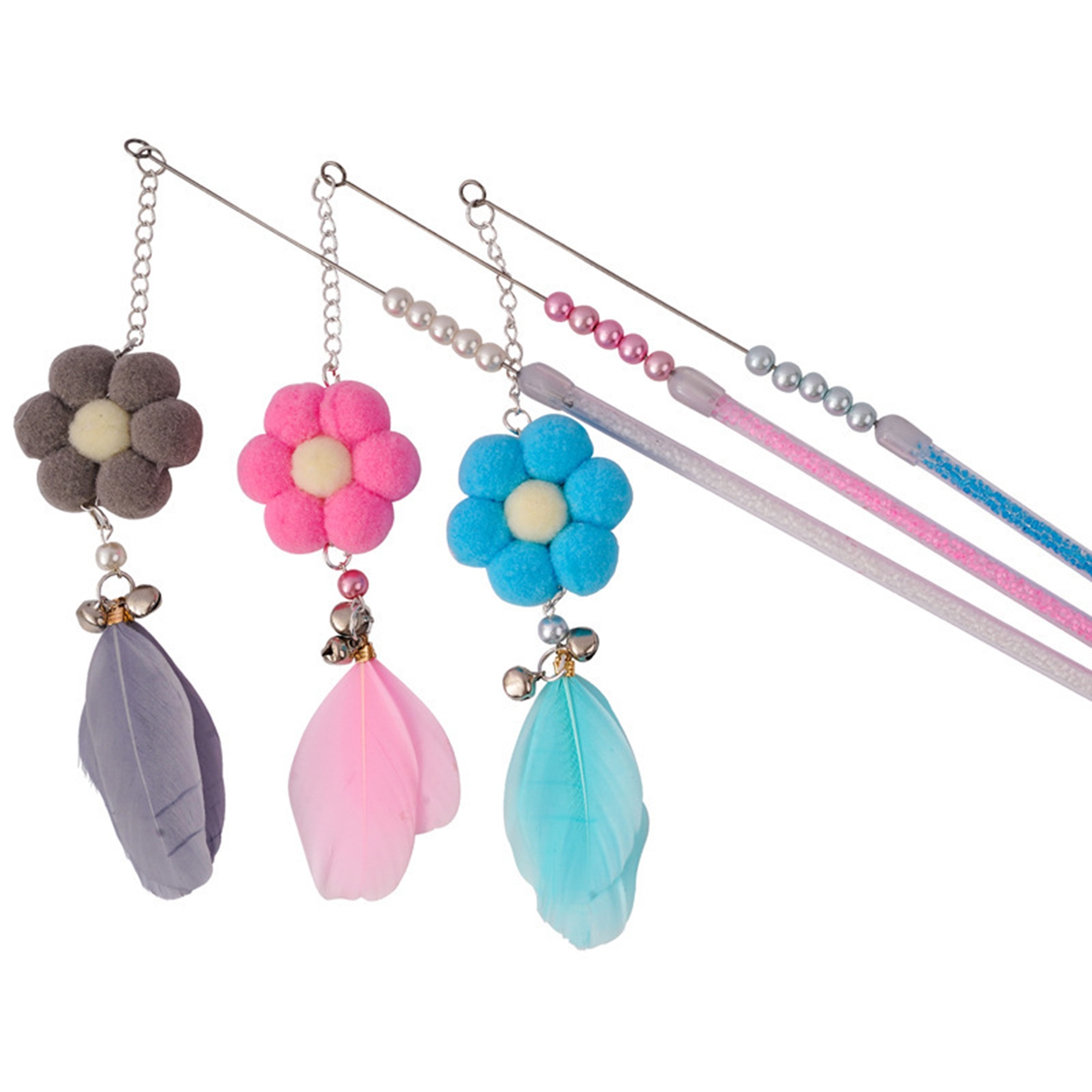 Pet Dog Cat Wand Toy Flower With Bell 4