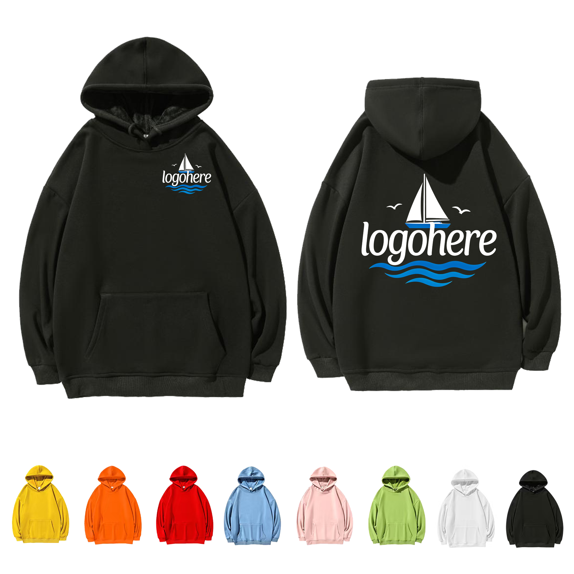 Customizable Fleece Lined Pullover Hoodie, custom hoodie or sweatshirt with logo imprint 2