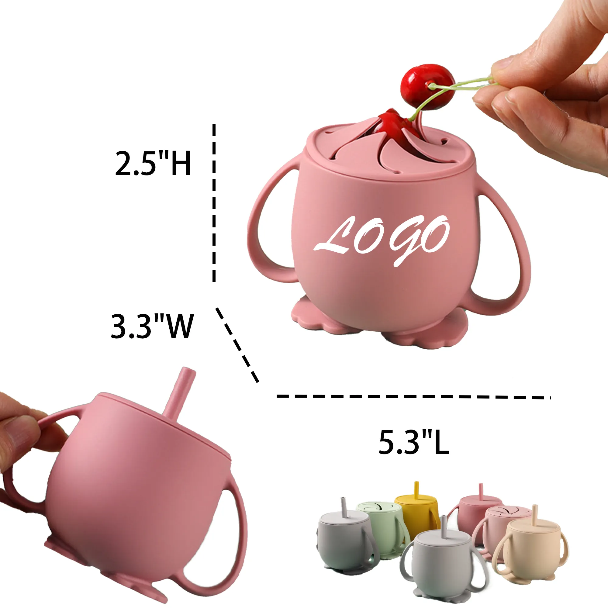 6.5oz Silicone Children Training Straw Bottle MOQ 30 2