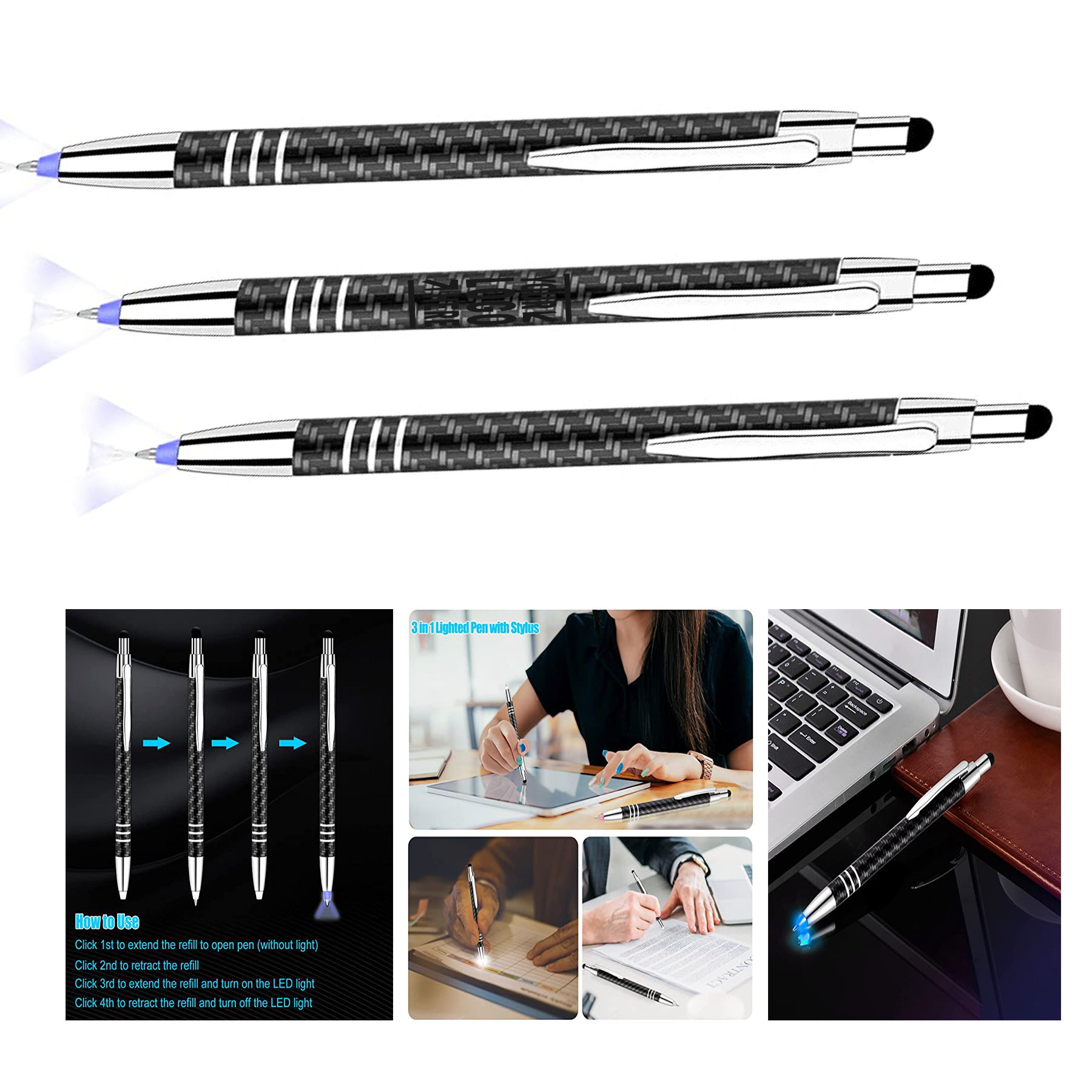 Stylus 3 in 1 Lighted Tip Pen 2
