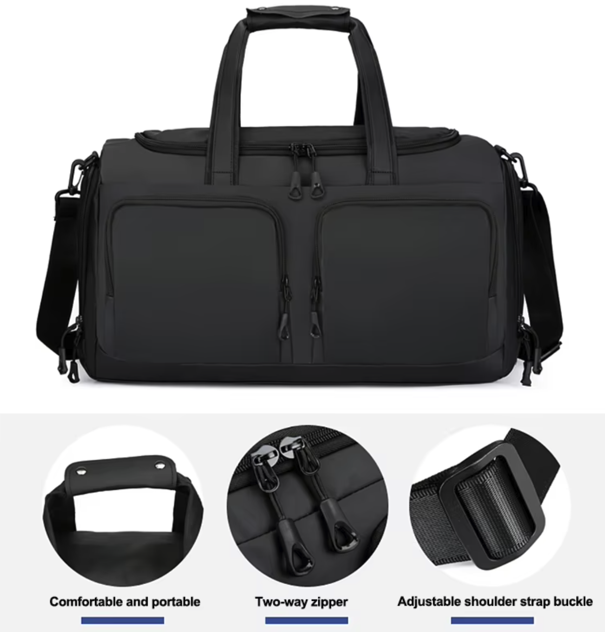 Waterproof Travel Gym Duffle Bag with Shoe Compartment 2