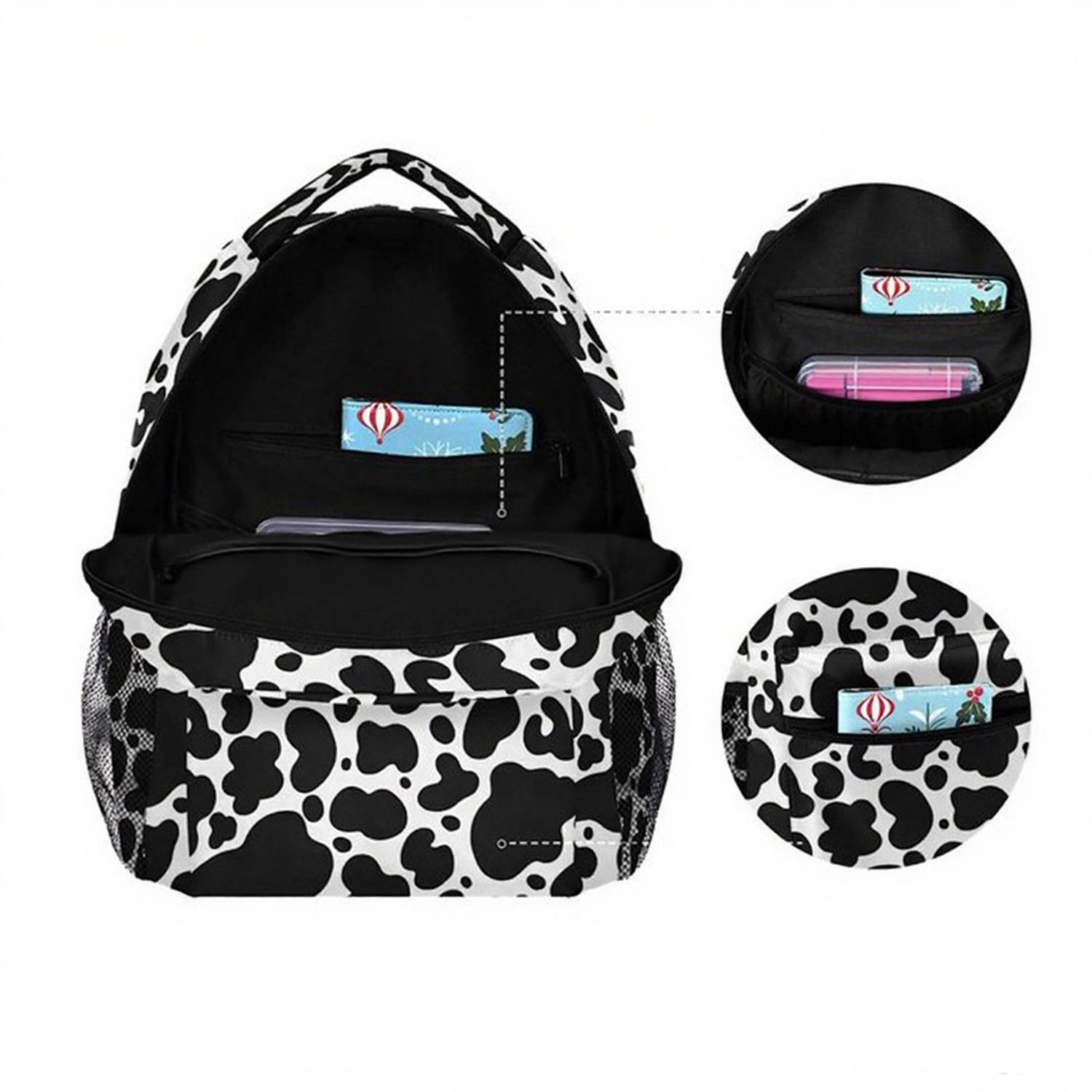 Cow Print Large Capacity Lightweight Oxford Backpack 9