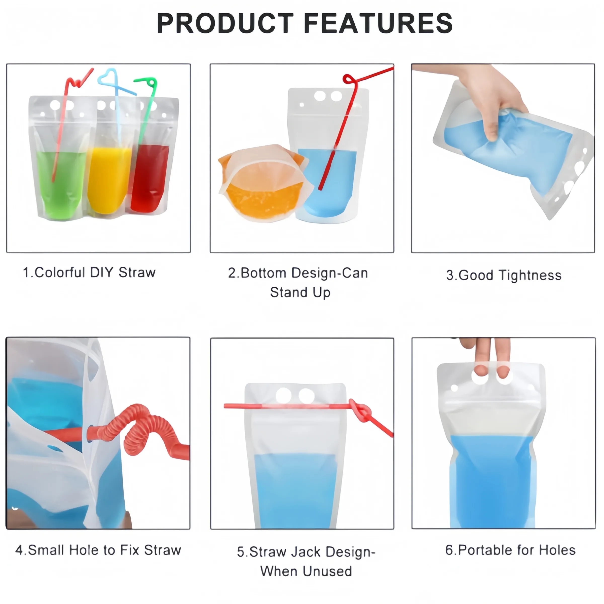 Clear Drink Pouches with Straws 6
