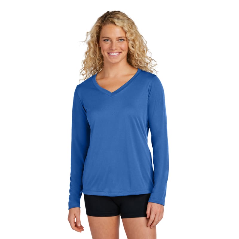 Sport-Tek Women's Long Sleeve PosiCharge Competitor V-Neck Tee. 81