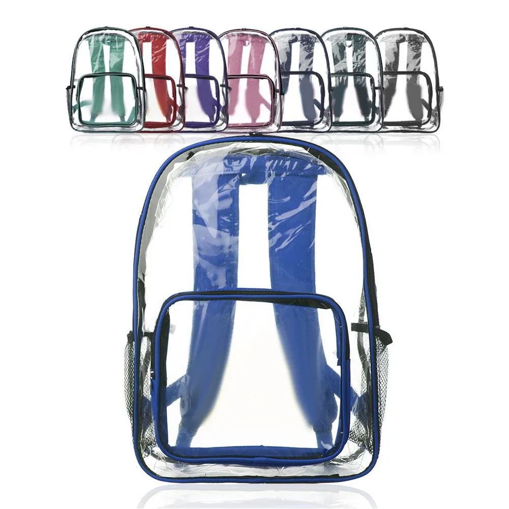 Economy Clear Plastic Backpack with Mesh Pocket 7