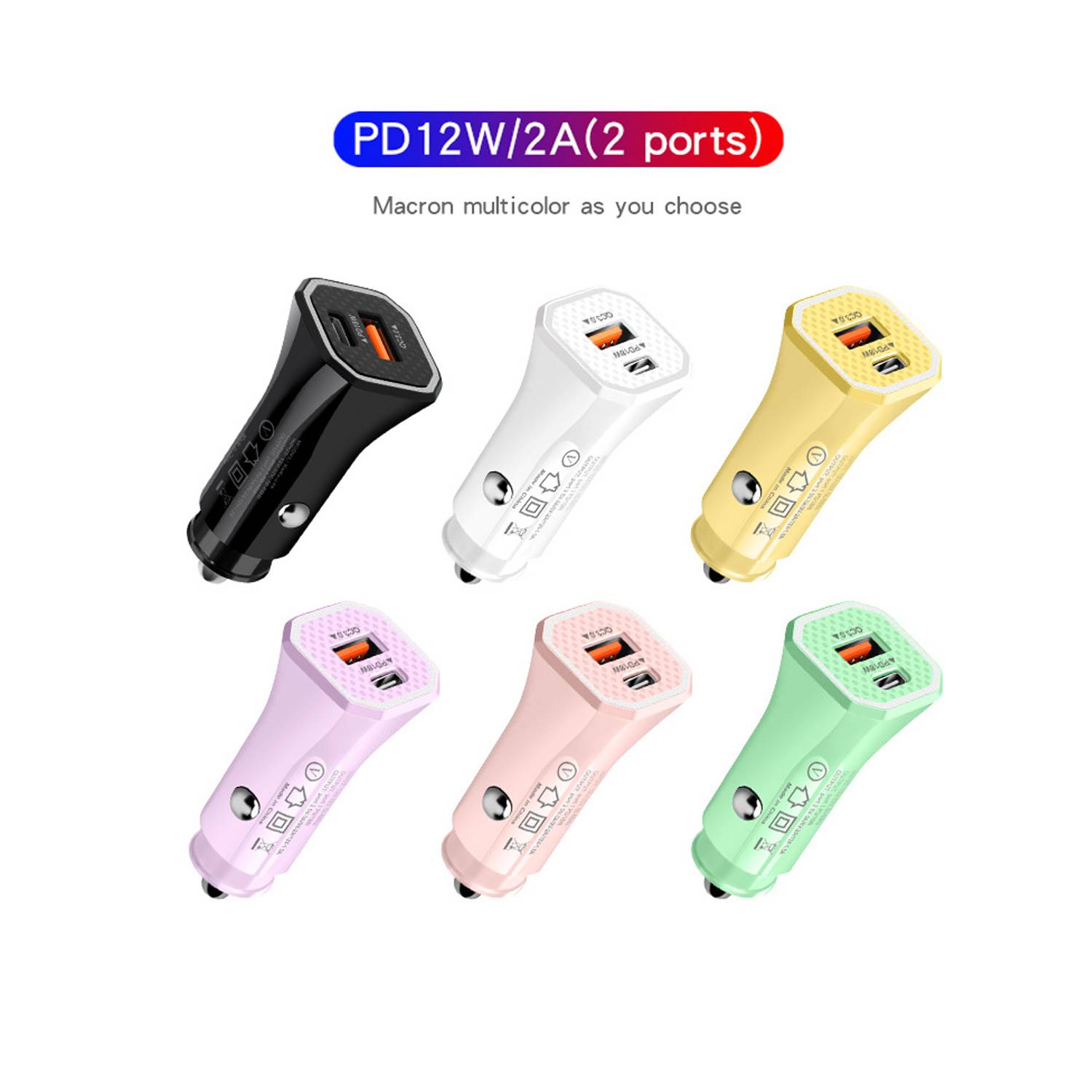 12W PD+USB Mini Fully Compatible Mobile Car Charger 8