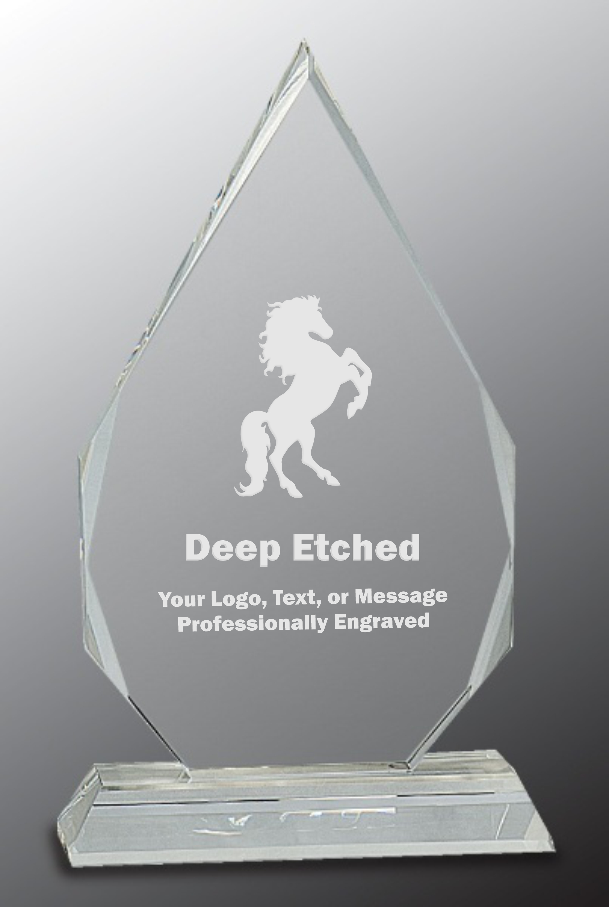 9" Crystal Diamond Award on Clear Pedestal Base