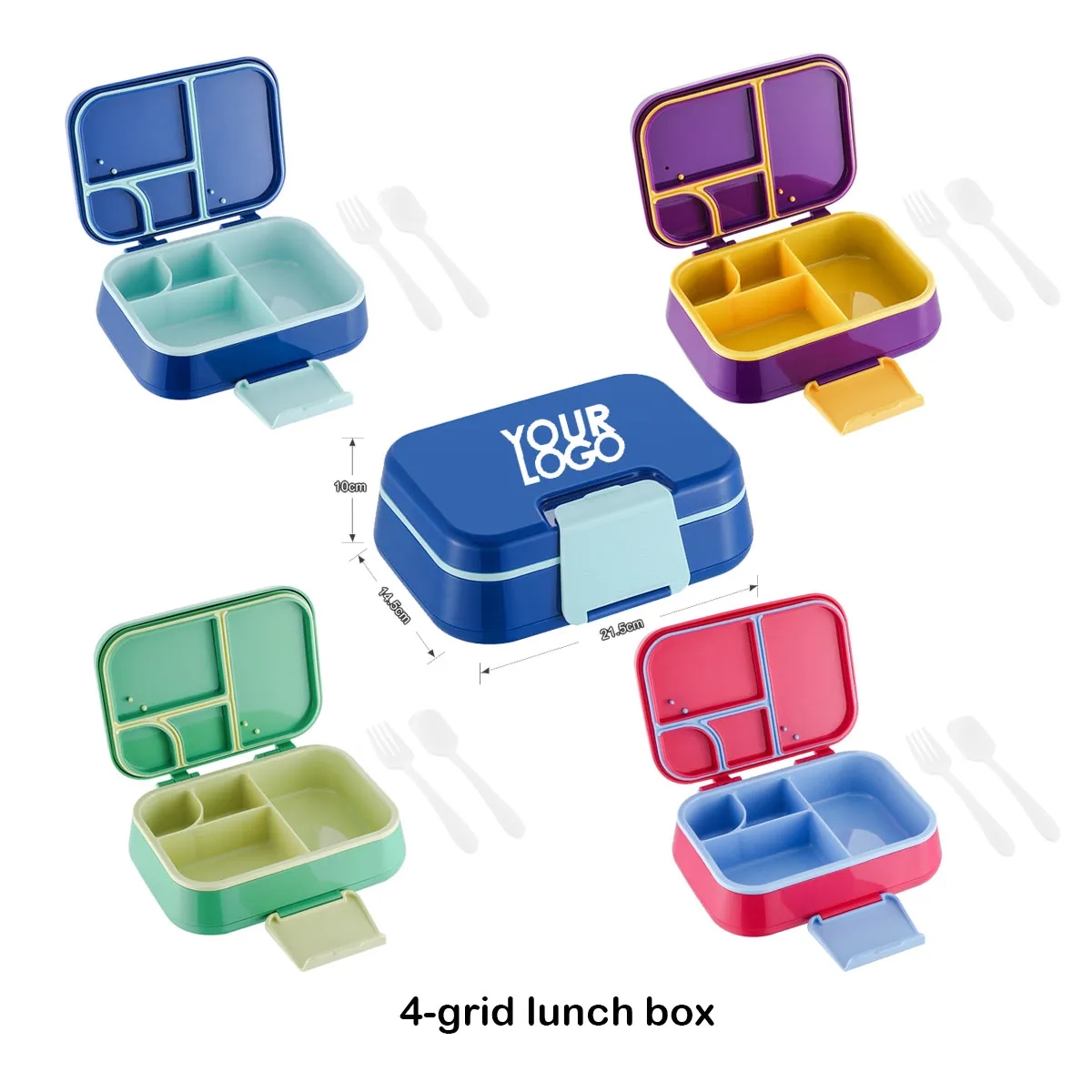 Plastic Adult Bento Lunch Box Food Containers With Forks Kit 2