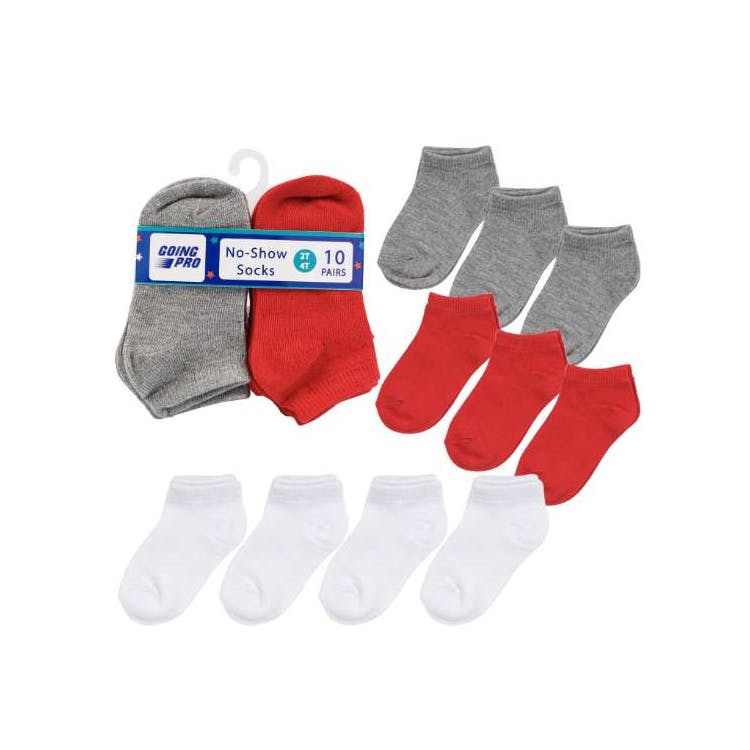 Boys' No-Show Socks - Assorted 2T-4T 10 Pk 2