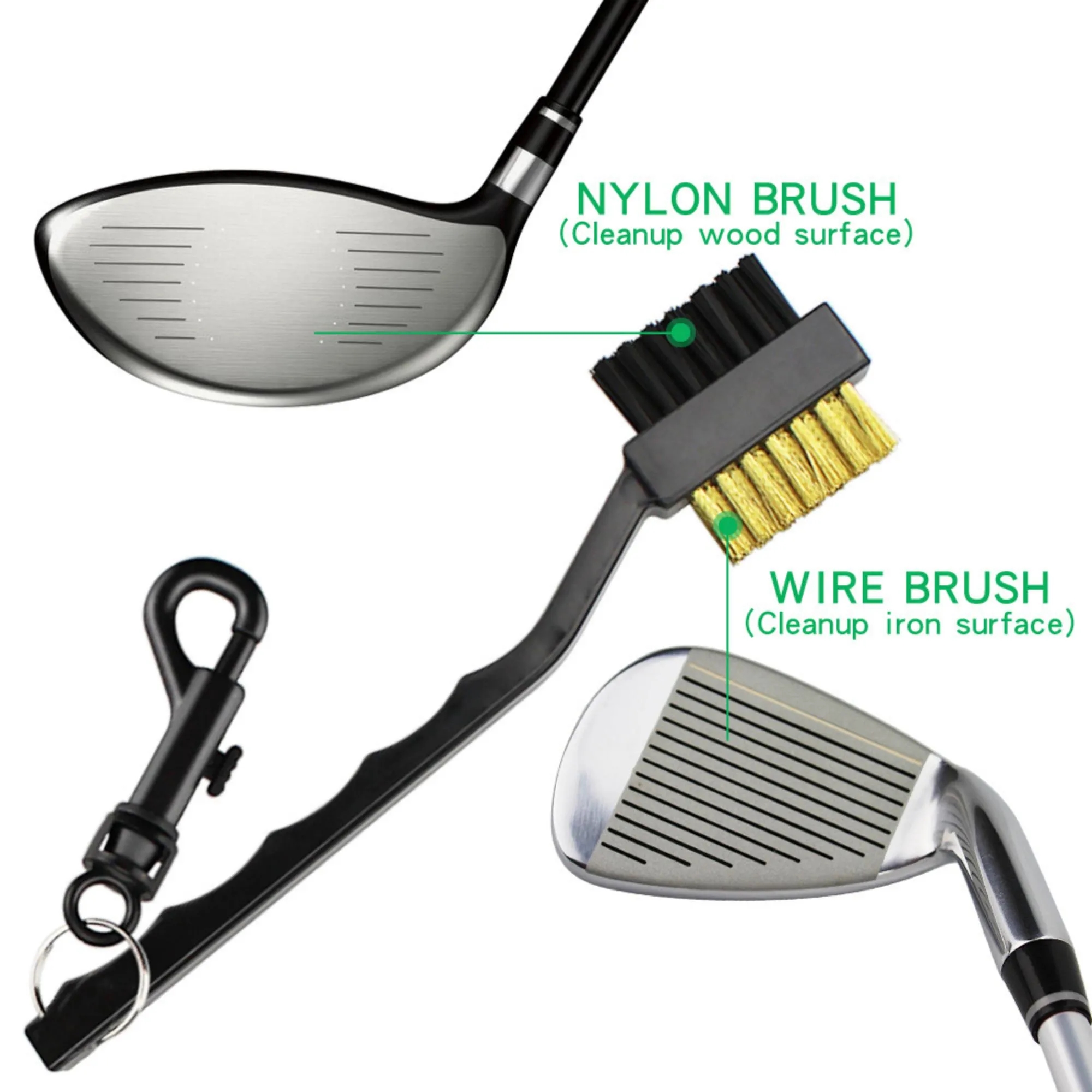 Nylon & Steel Wire Two-sided Golf Club Brush 4