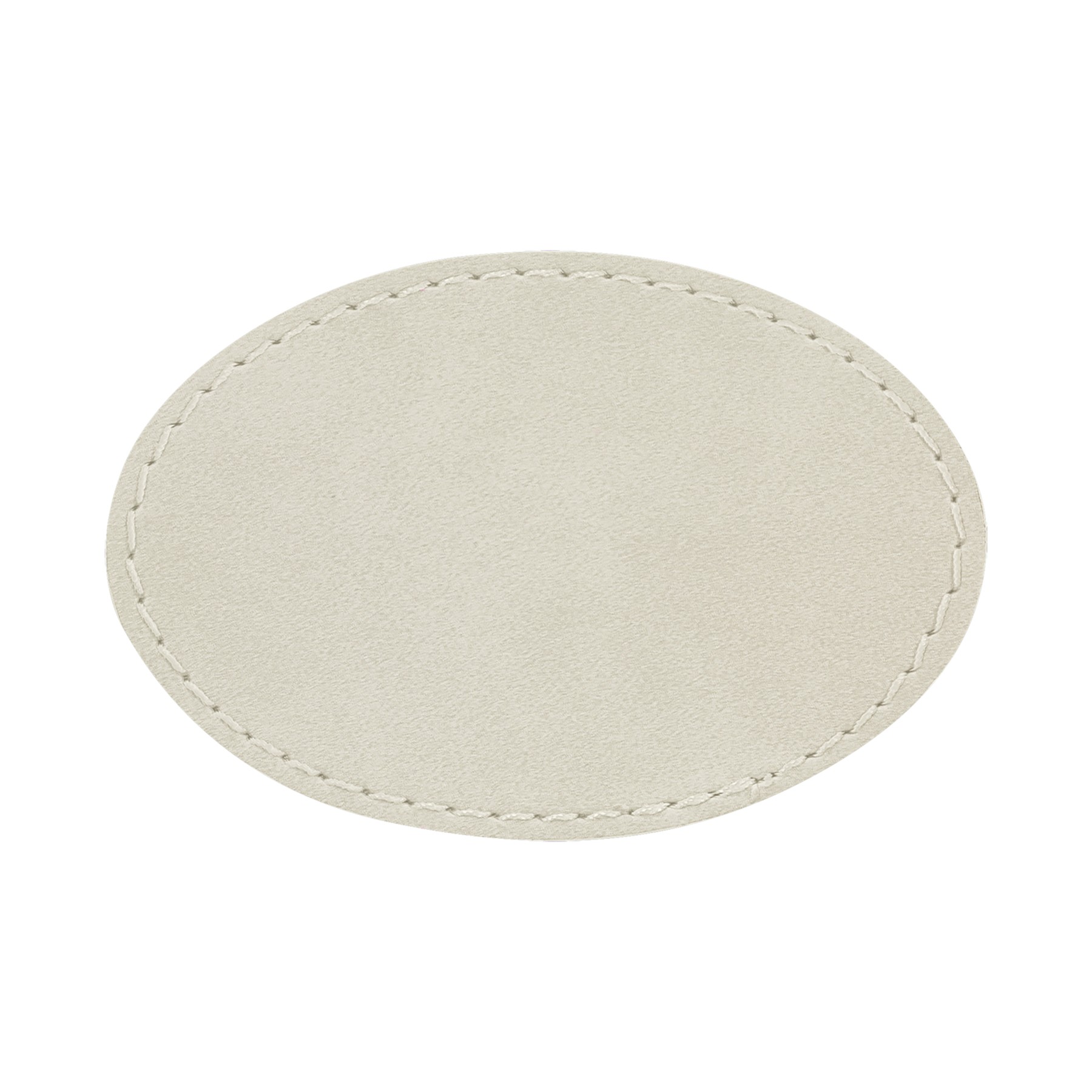 3" x 2" White Leatherette Oval Patch with Adhesive 2