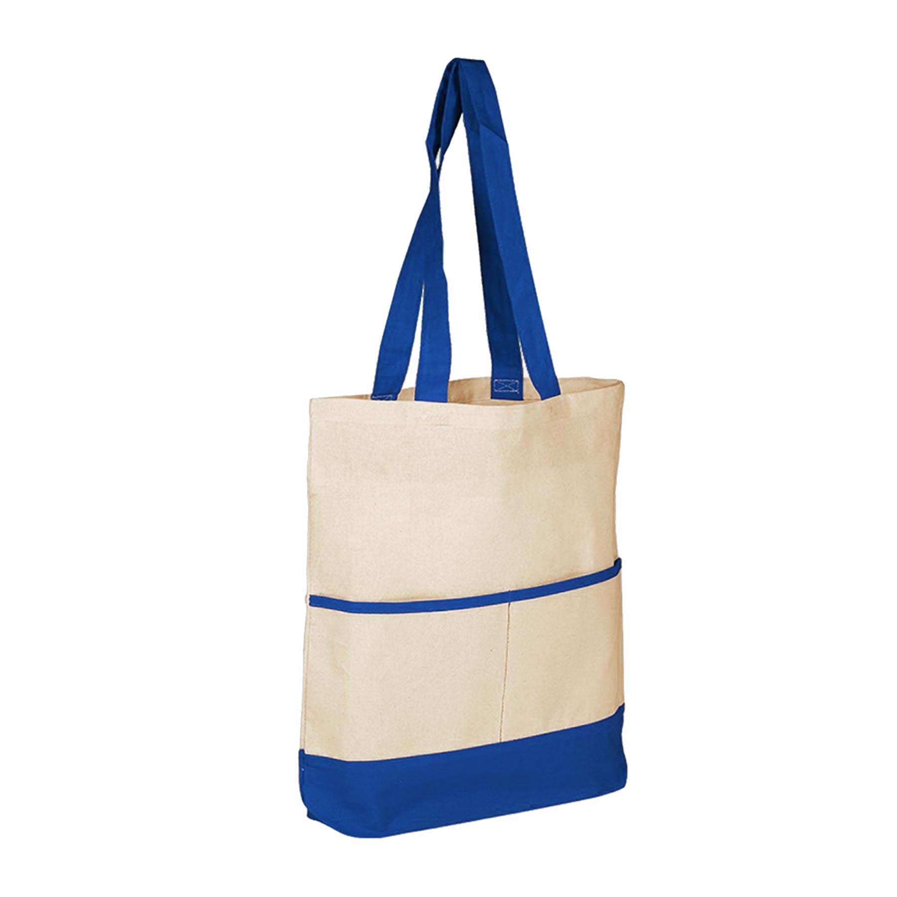 100% Cotton Canvas Tote bag w/Color Accent Pocket_R105BT 3