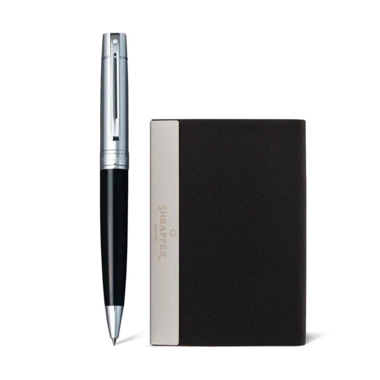 SHEAFFER® Executive Gift Set Glossy Black 300 Ballpoint Pen with Business Card Holder 7