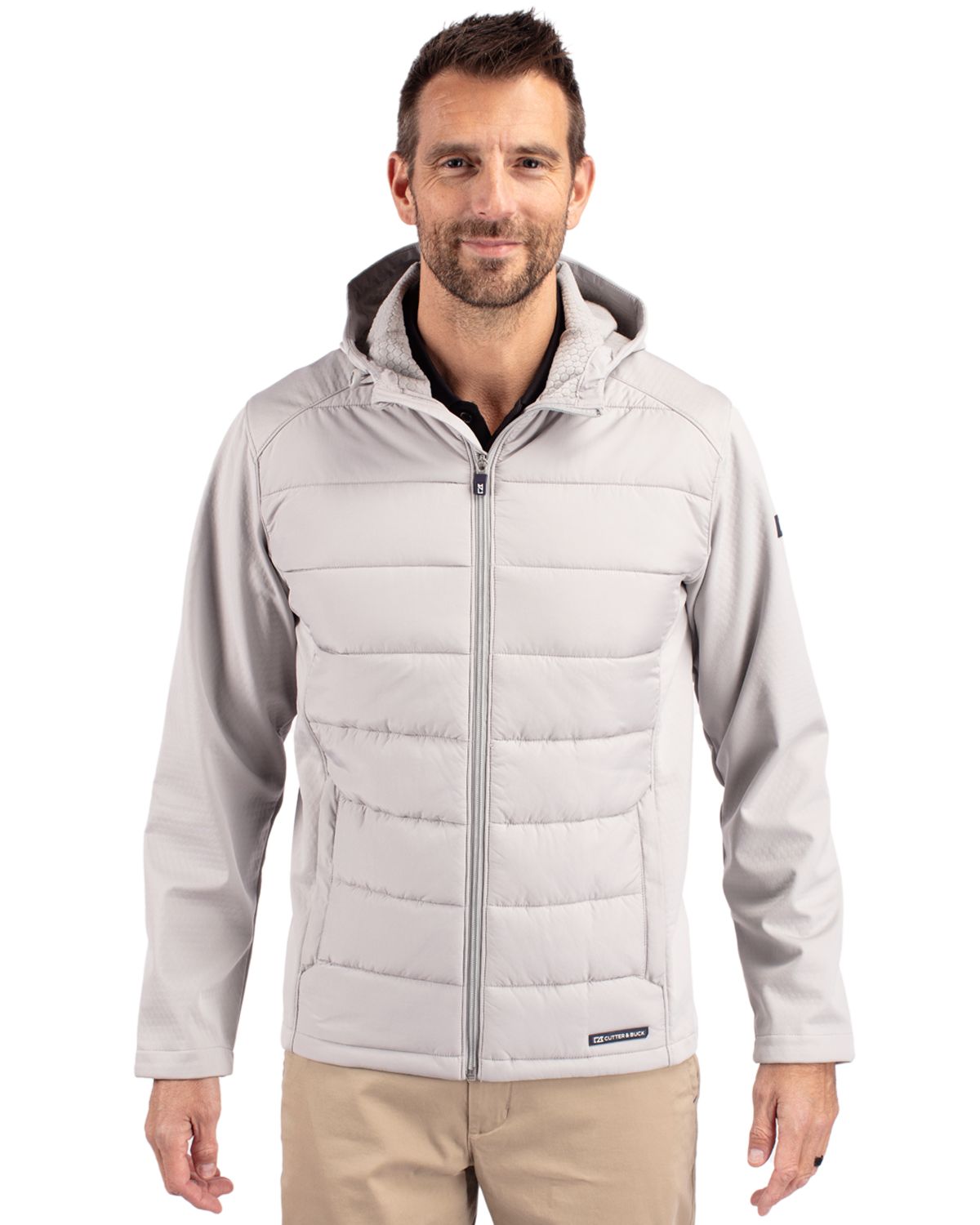 Cutter & Buck Evoke Recycled Honeycomb Fleece Mens Hybrid Full Zip Jacket 14