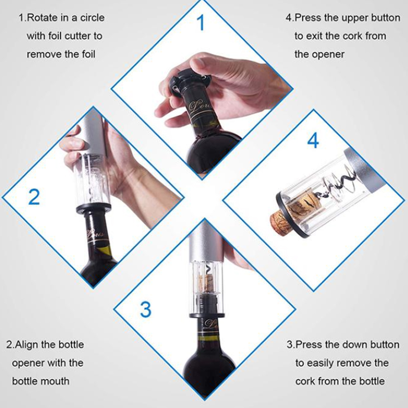 WineVault Veneto 4-Piece Electric Wine Opener Set – Includes Opener, Pourer, Stopper & Foil Cutter 9