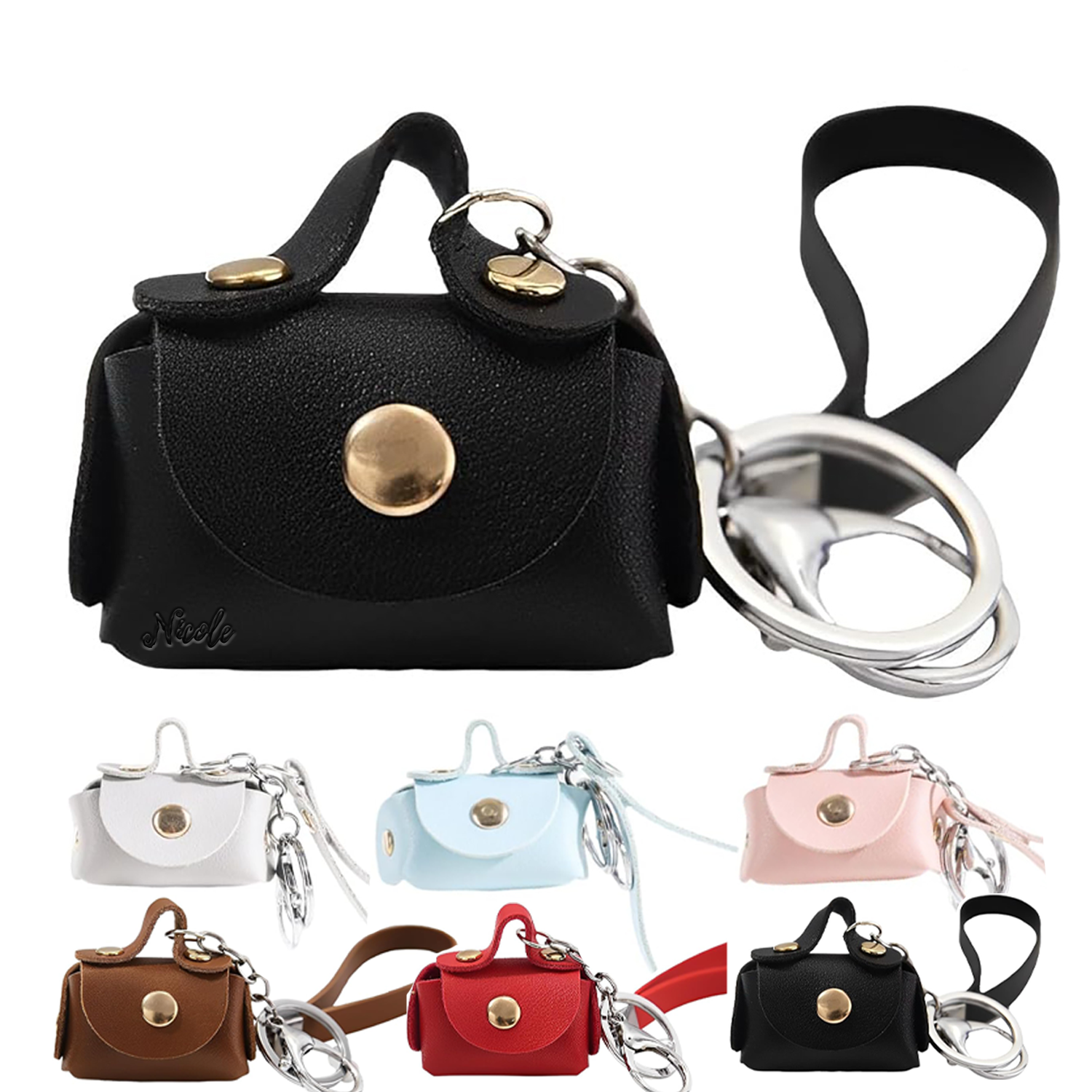 Mini Pu Leather Coin Purse Keychain Pendant 2