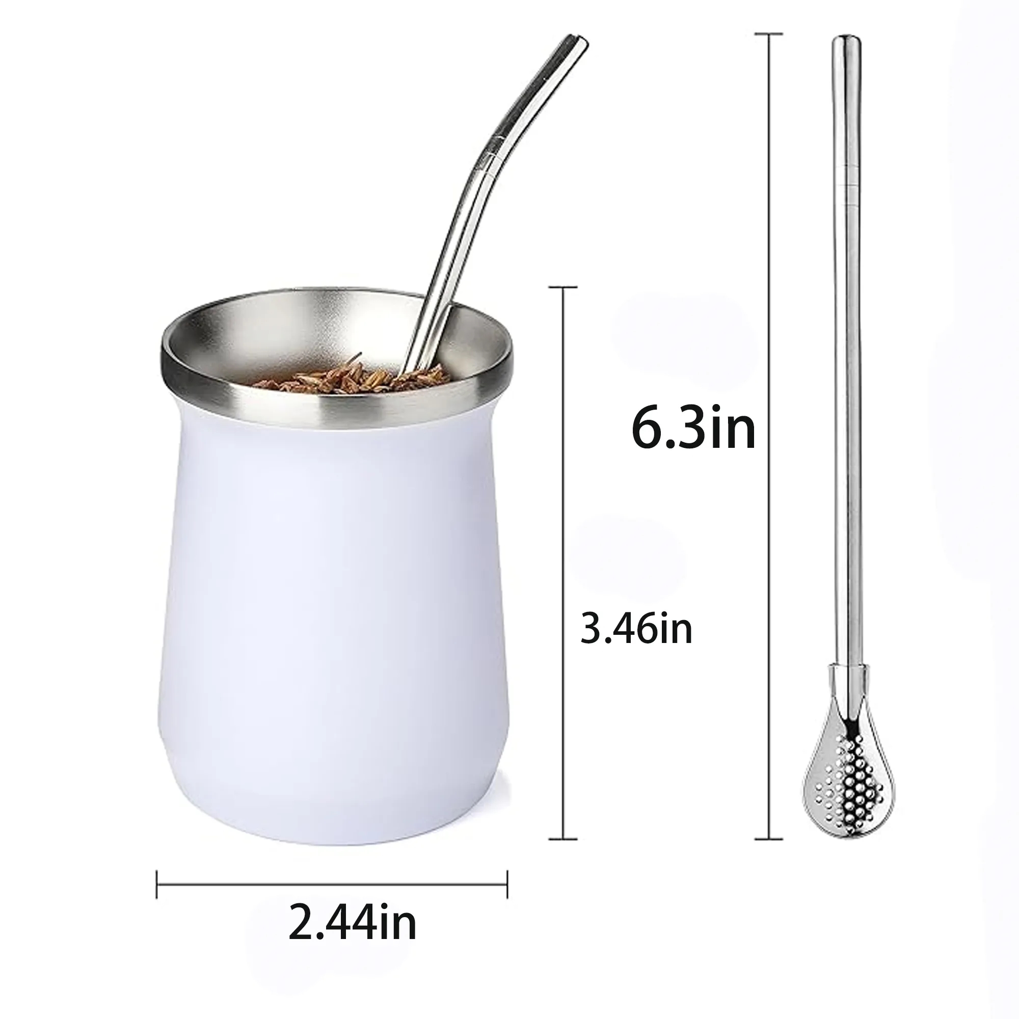 6oz Mate Tea Stainless Steel Cup With Straw 2