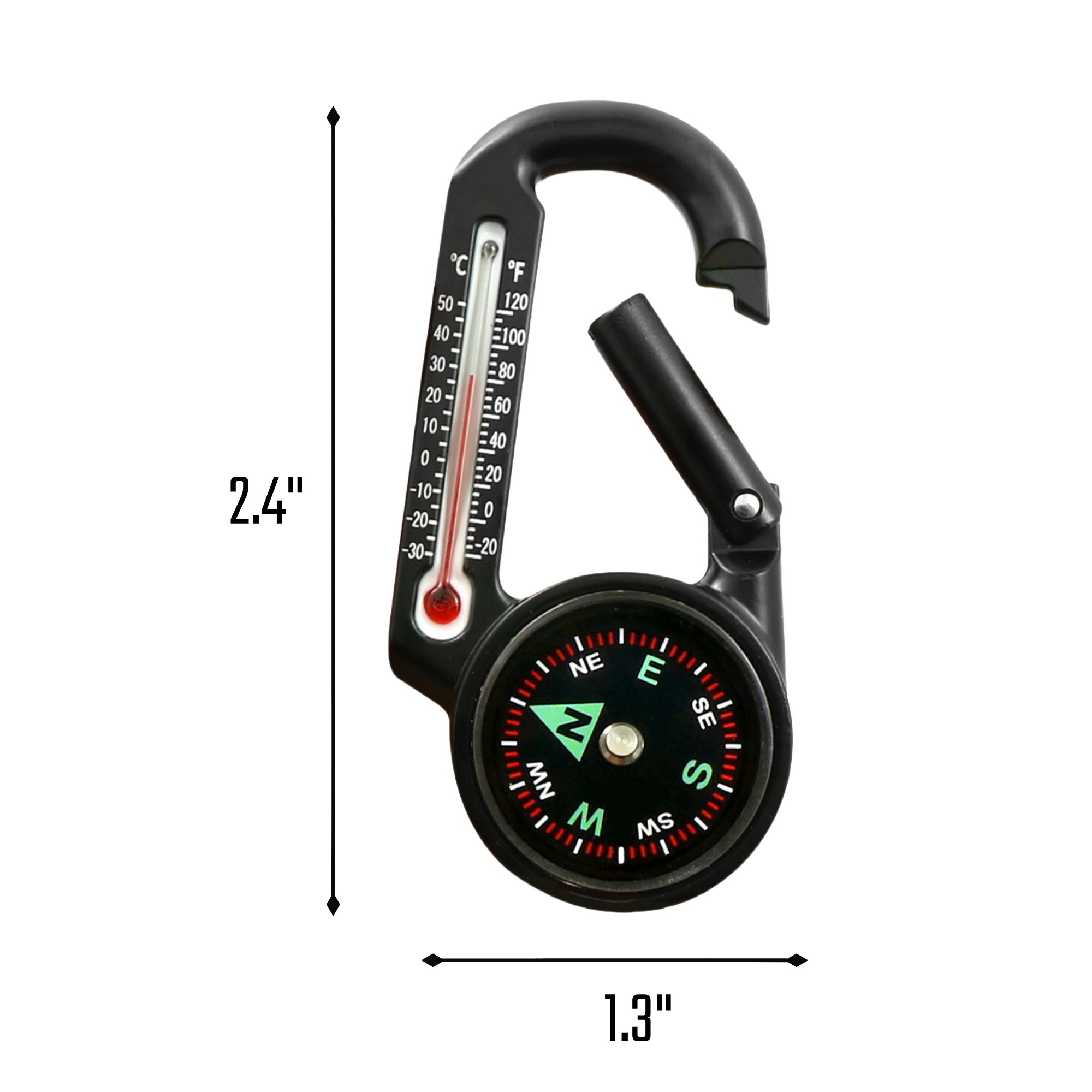Ball Compass And Thermometer Carabiner 2