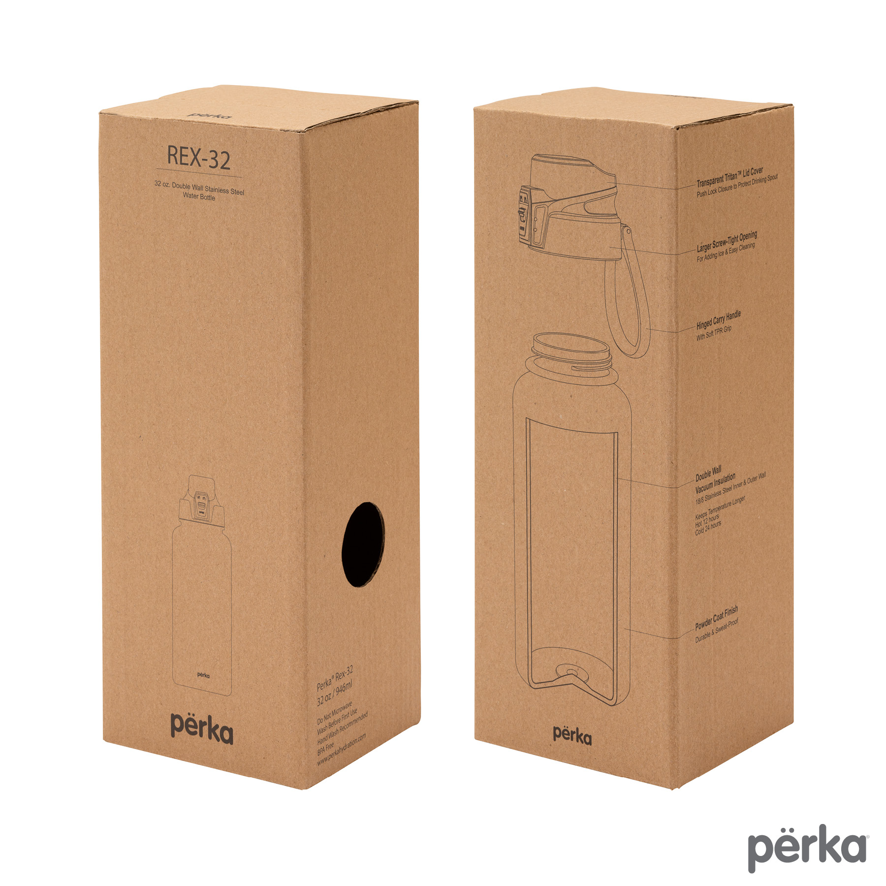 Perka® Rex 32 oz. Double Wall, Stainless Steel Water Bottle 13