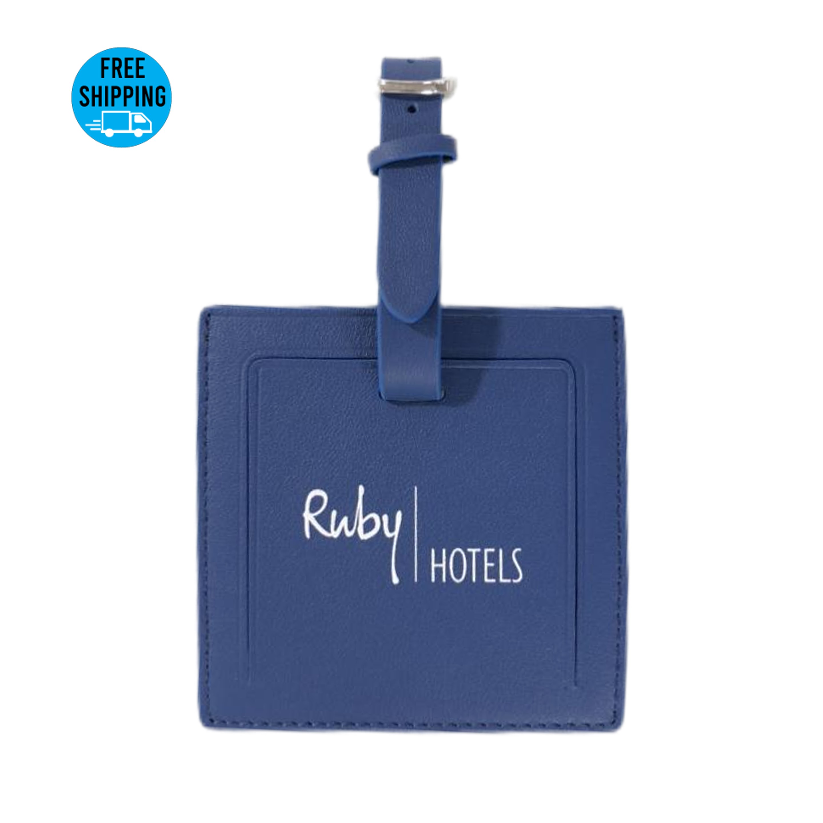 Square Genuine Leather Luggage Bag Tags 2