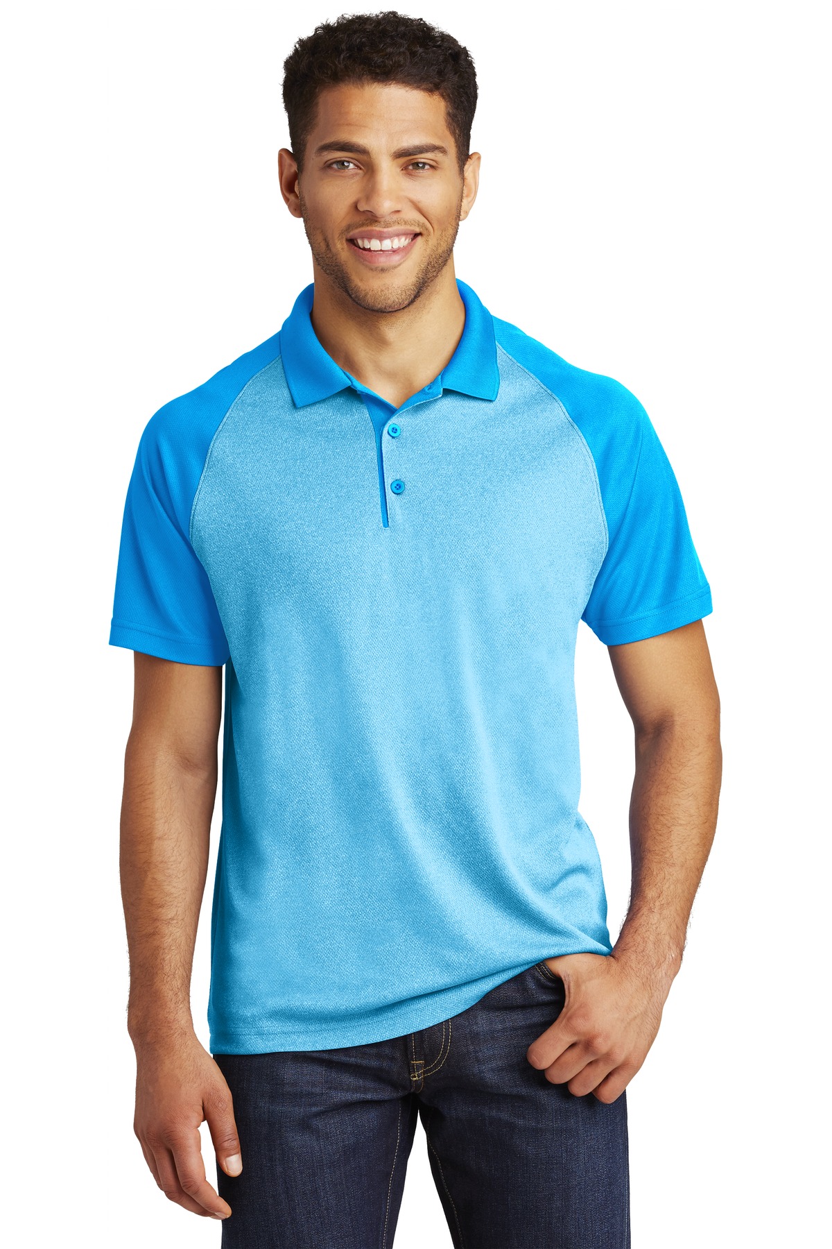 Sport-Tek PosiCharge RacerMesh Raglan Heather Block Polo. ST641 26