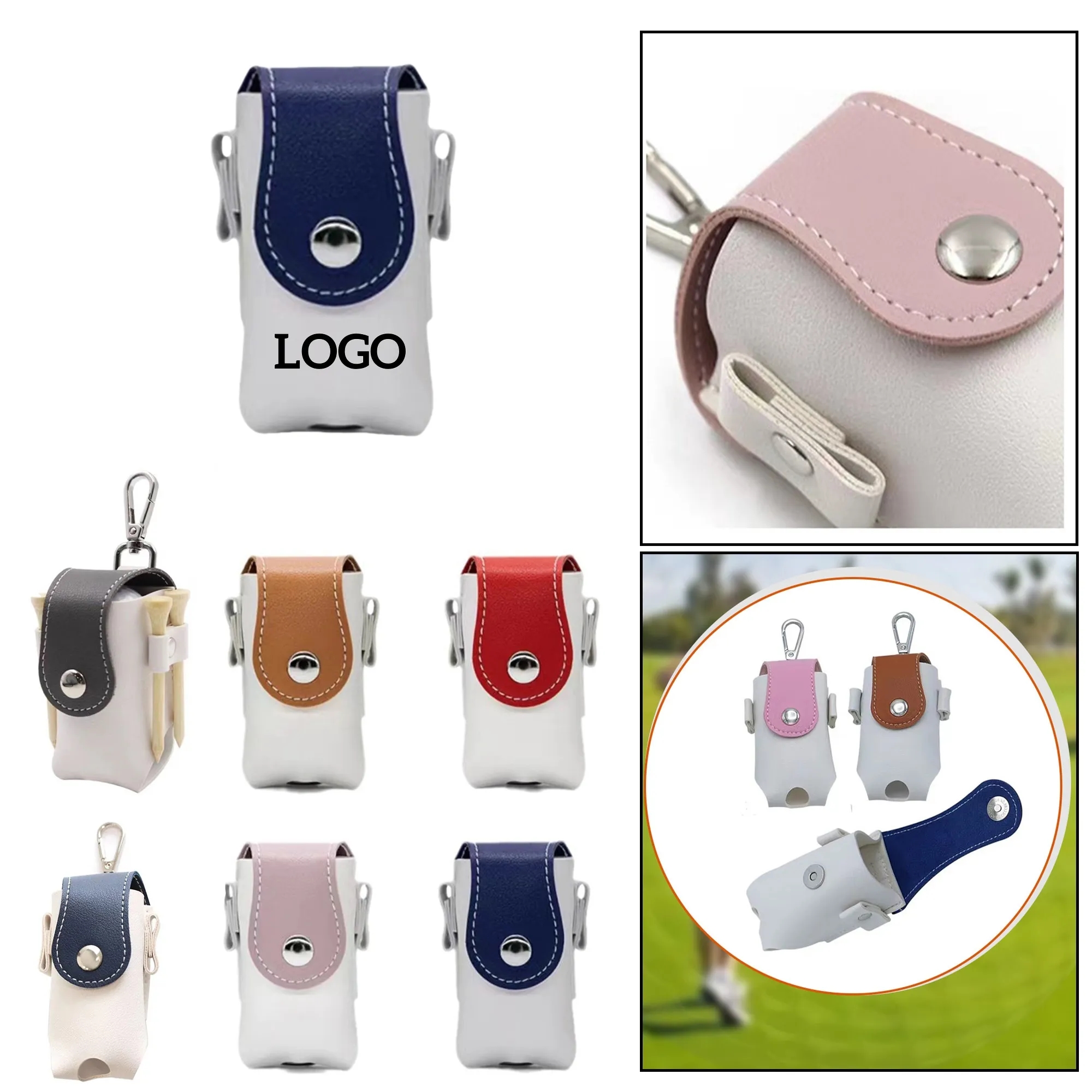 Portable PU Leather Golf Ball Bag 7