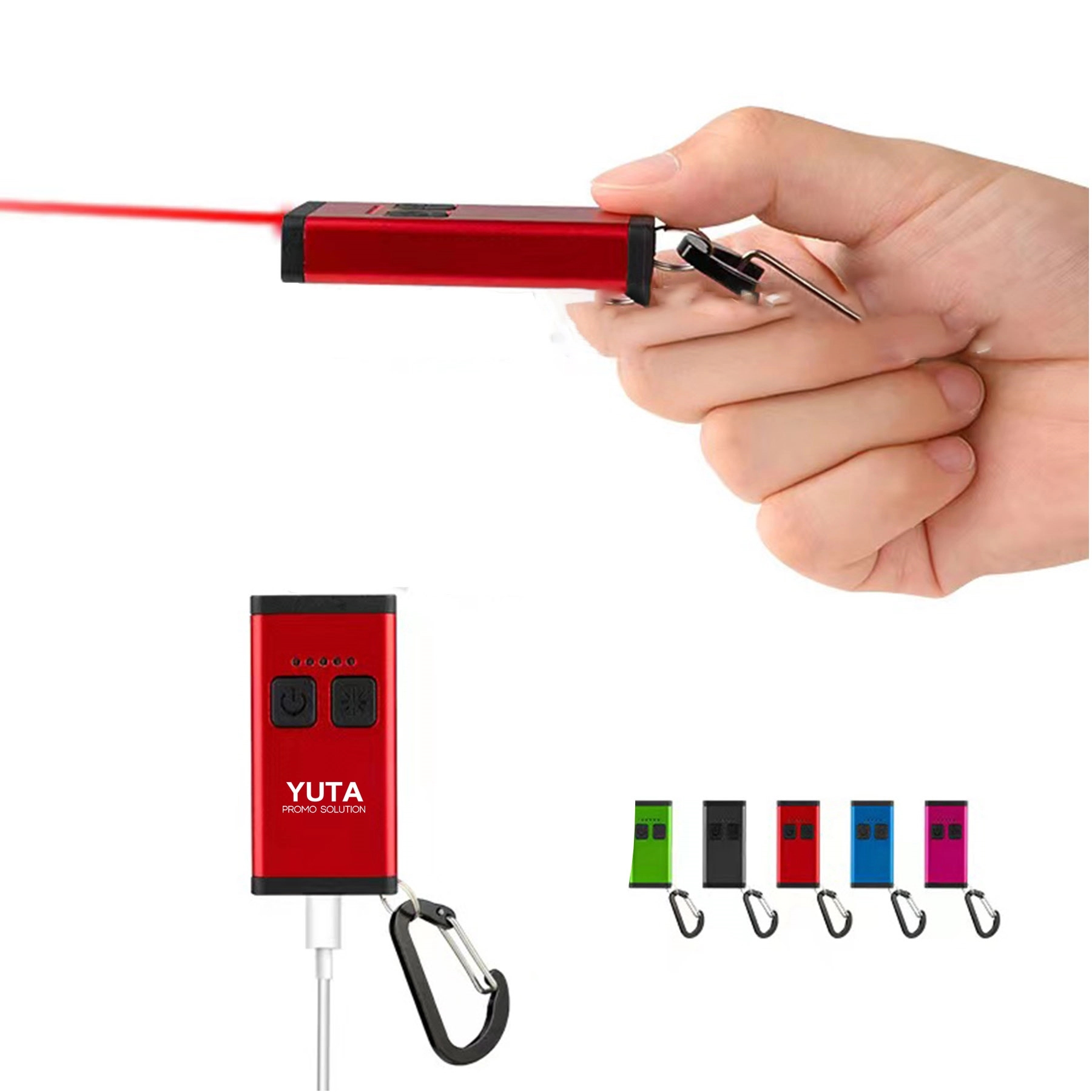 Rechargeable Carabiner Laser Mini Keychains Flashlight 2