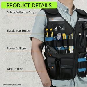 Multi-Pocket Tool Vest Reflective Hardware Safety Clothes 5