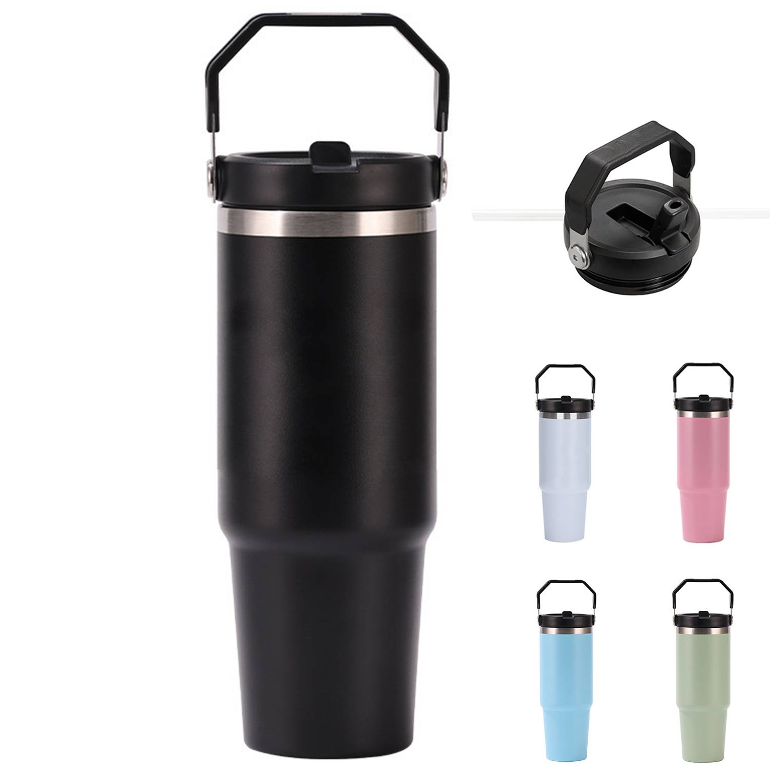 20oz Portable Stainless Steel Insulated Cup w/ Straw 6