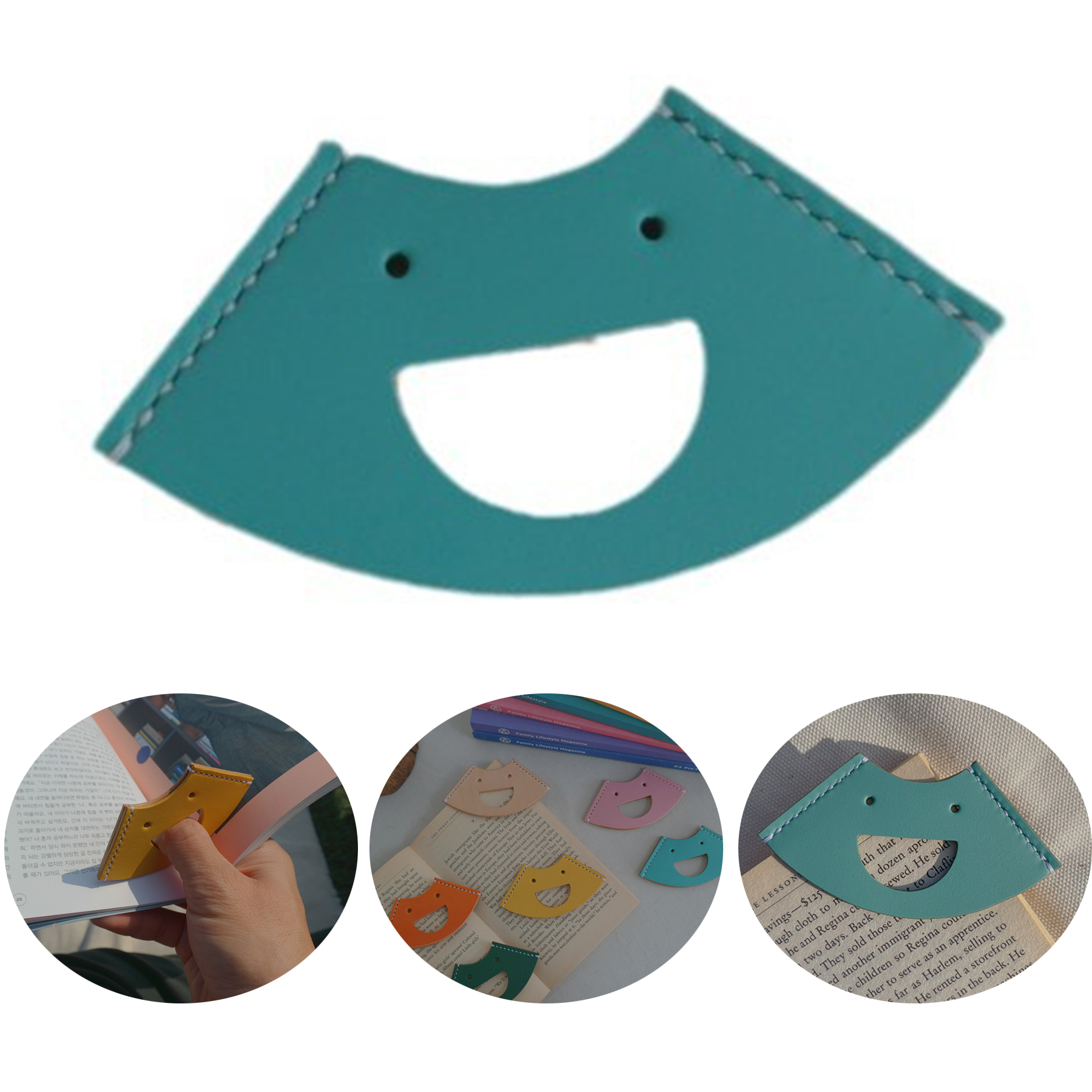 Smiling Face Leather Bookmark