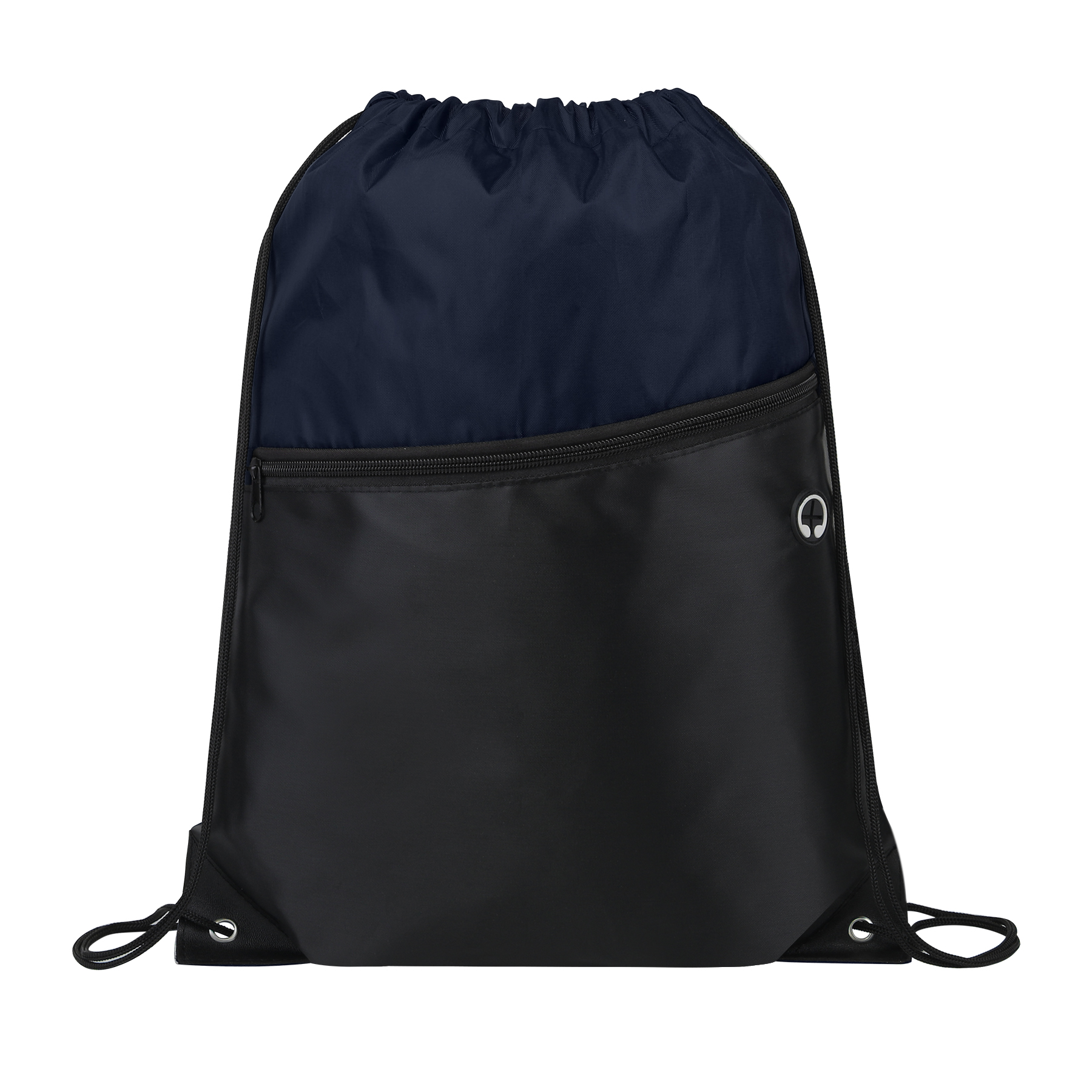 Two-Tone Drawstring Backpack With Front Zipper 16