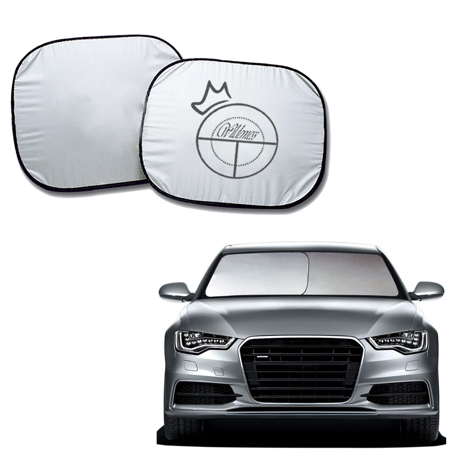 2Pcs Silver Coated Car Front Sunshade Set 2