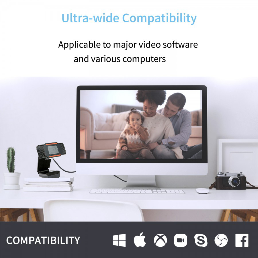 1080P USB Webcam with Microphone & Auto Light Correction 8