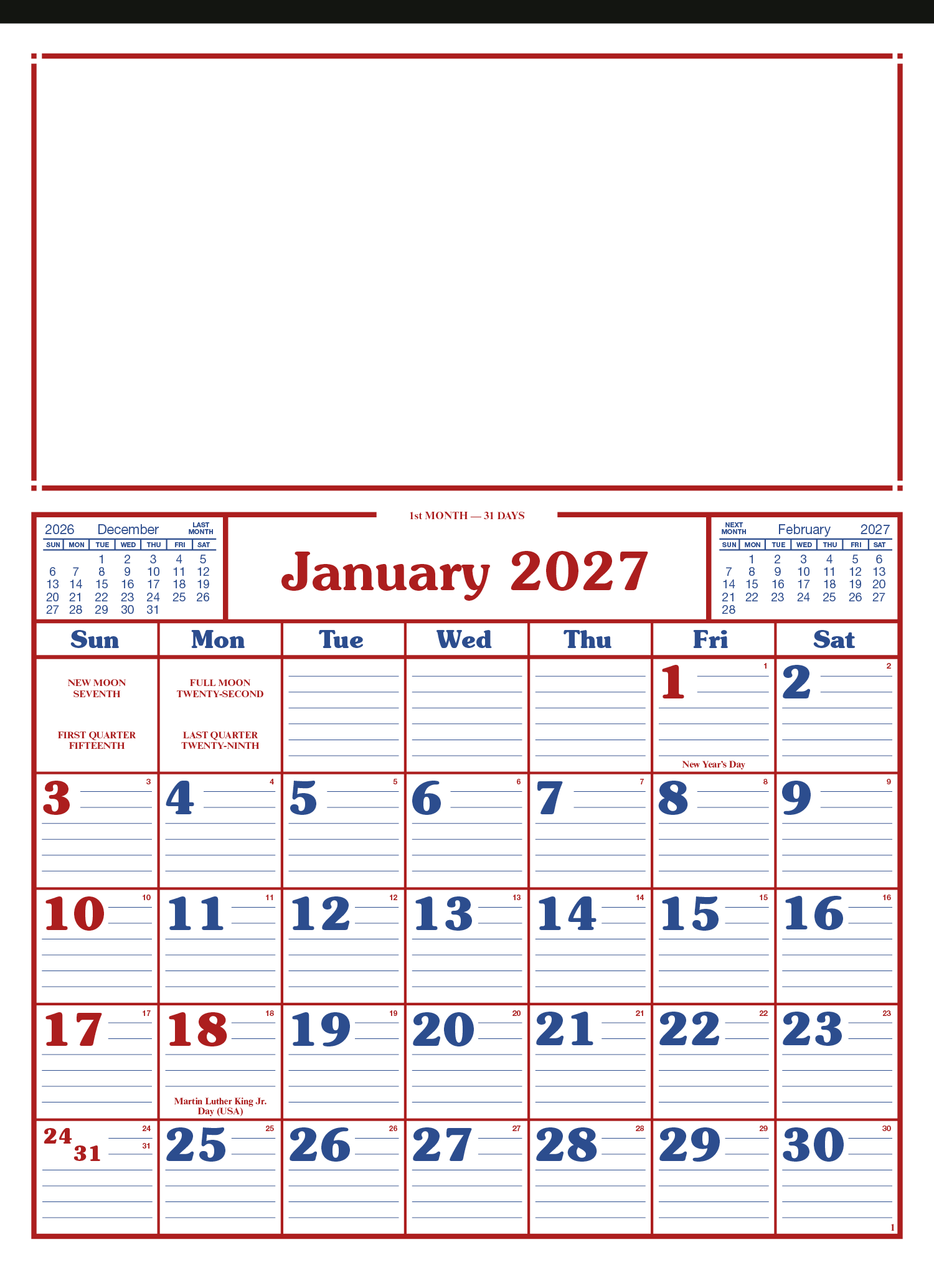 Skinner & Kennedy® Commercial 12-Sheet Calendar 10