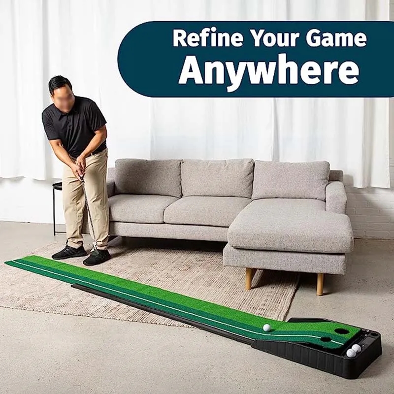 Folding Indoor Golf Putting Mat Automatic Ball Return 5