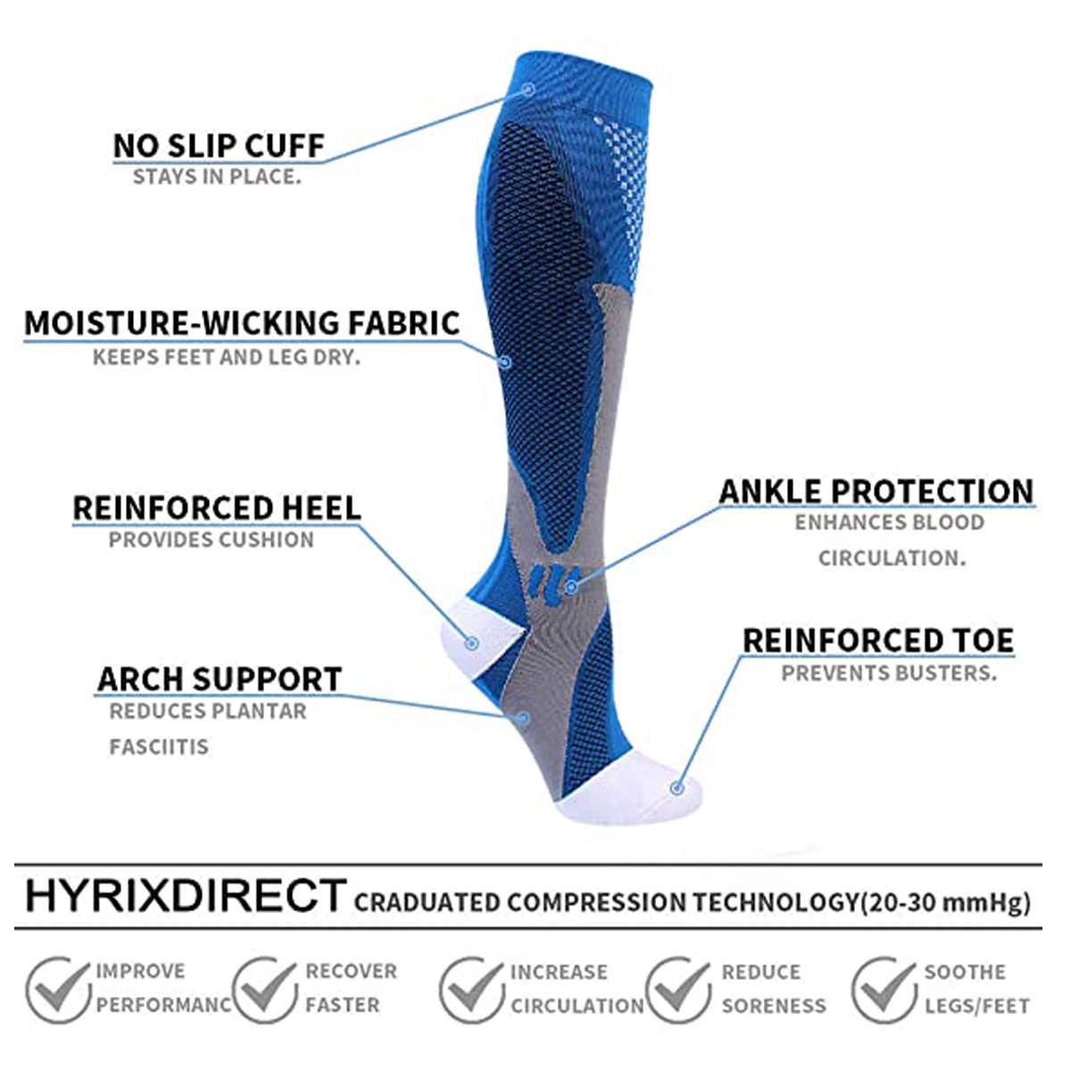 Compression Socks for Men and Women 20-30 mmHg 2
