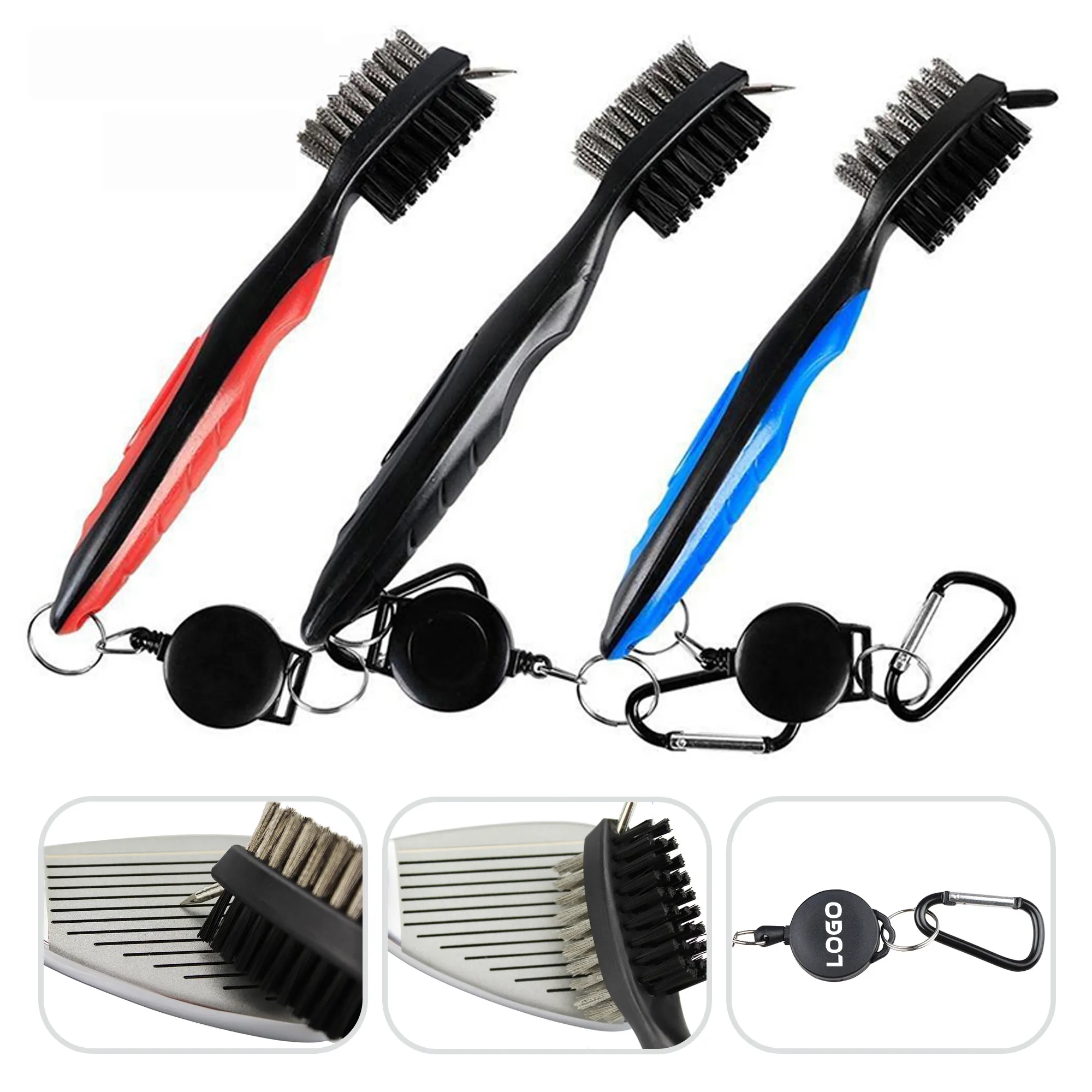 3 in 1 Golf Club Cleaning Brush with Retractable Aluminum Ca 5