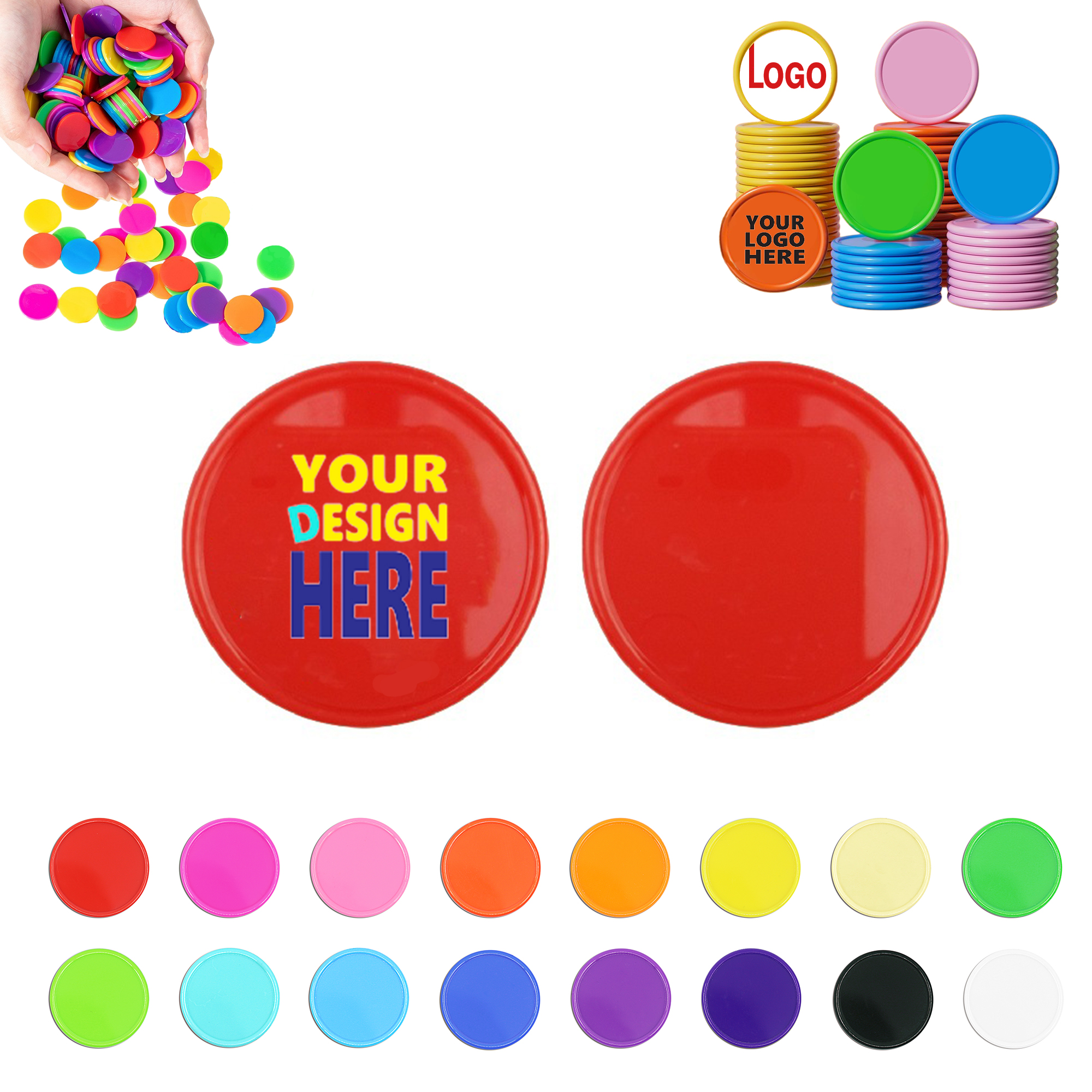 Customizable round plastic poker chips 1