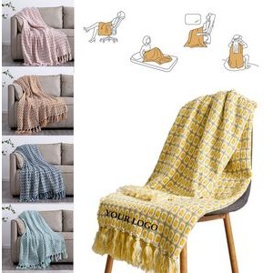 Cozy Throw Lightweight Woven Blankets with Tassels for Couch Travel Boho 1