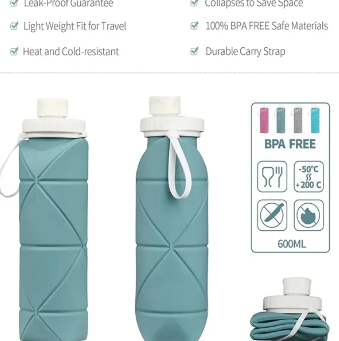 20 oz Silicone Folding Water Bottle 5
