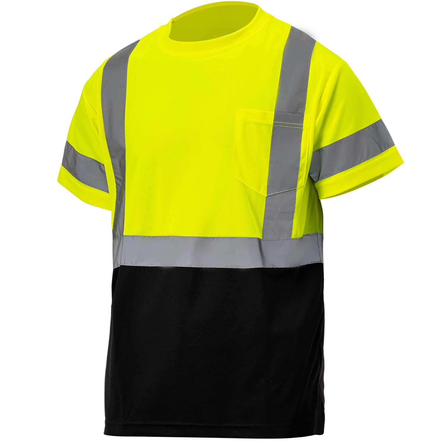 3.8 oz. Polyester Class 3 Color Block Reflective Tape Safety T-Shirt with Pocket 2