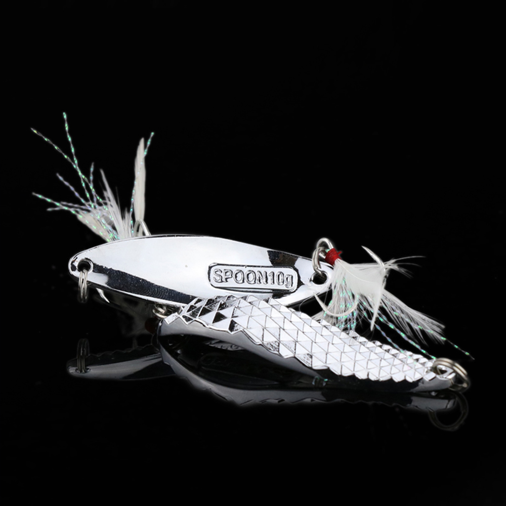 15 Gram Spoon Fishing Lure with Feather Treble Hooks 2
